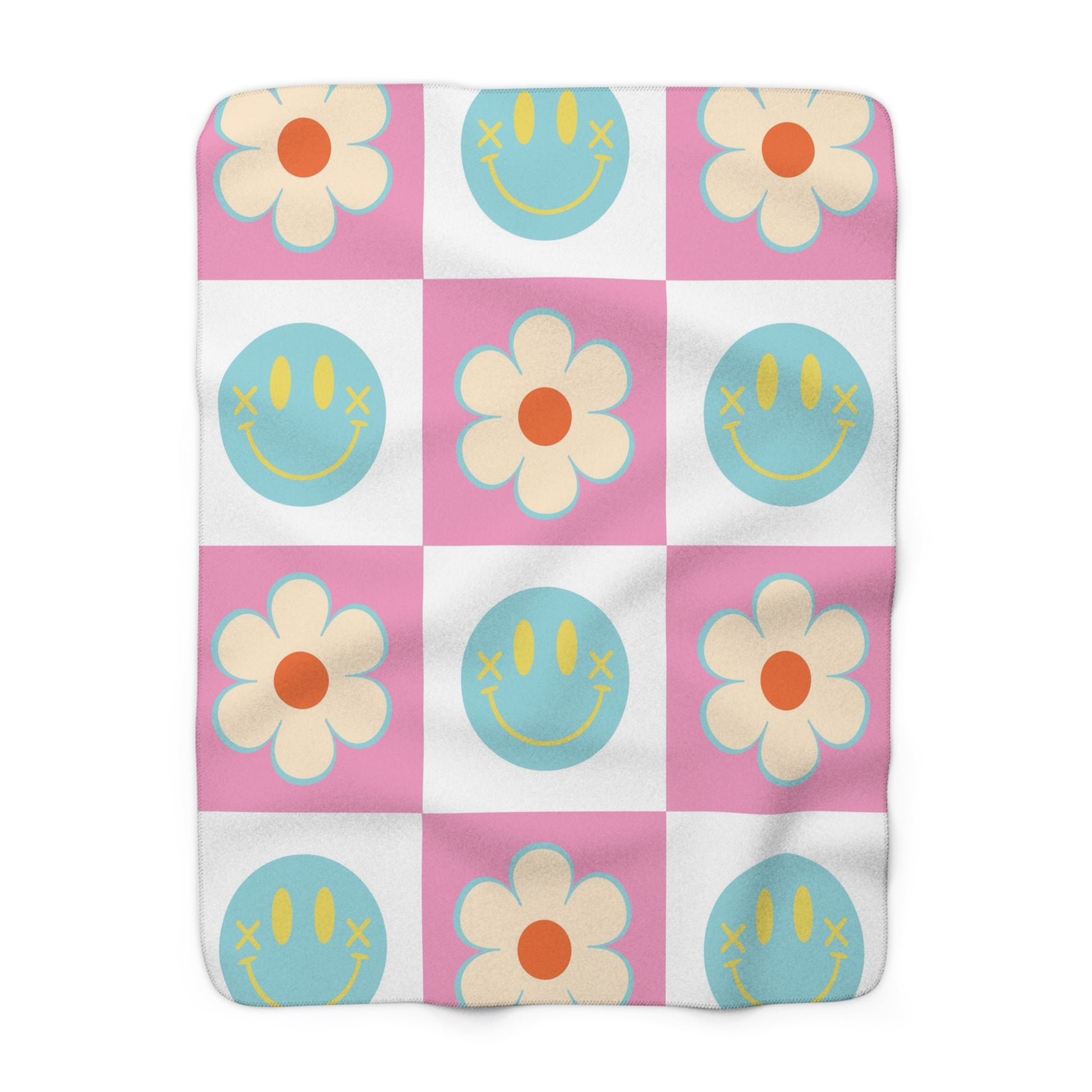 Madotsukis Grin Bloom Sherpa Fleece Blanket, Artsulli - Art is Long, Life is Short, Home Decor, Size, 50" × 60", , , , , 24536748952837553690