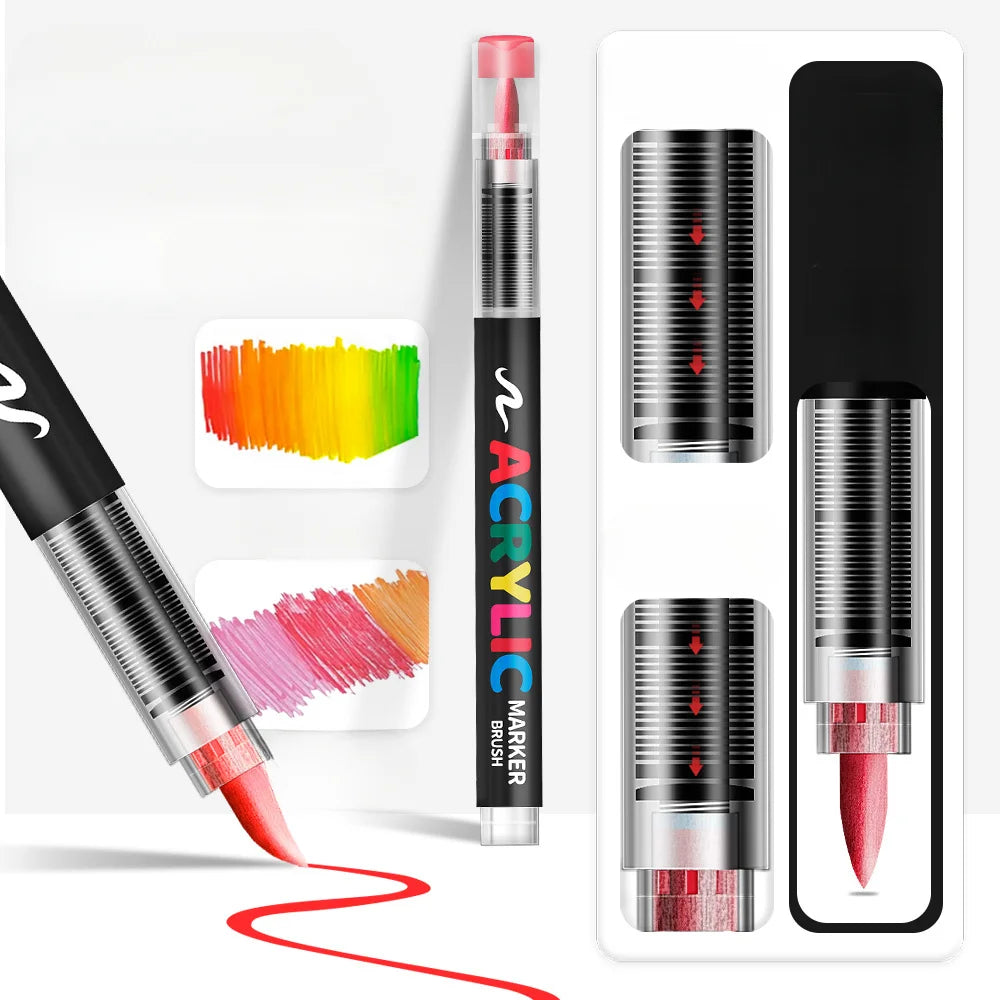 12/24/36/48Colors/set Acrylic Marker Pen Paint Brush Pen Painting Coloring Pen DIY Graffiti Art Making School and Office Supplie