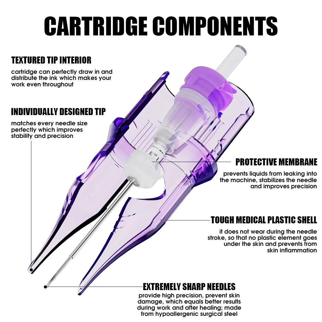 Mast Pro2 Tattoo Cartridge Needles Art Makeup Needle RL/RS/RM/M 20pcs Disposable for Permanent Makeup or Body Art Tattoo Supplie