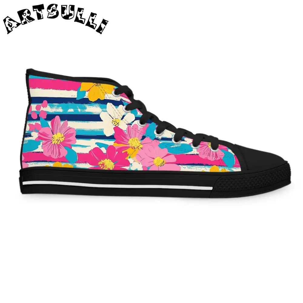 JAKKOUTTHEBXX Dayglo Floral Stripes Multi-Color Women’s High Top