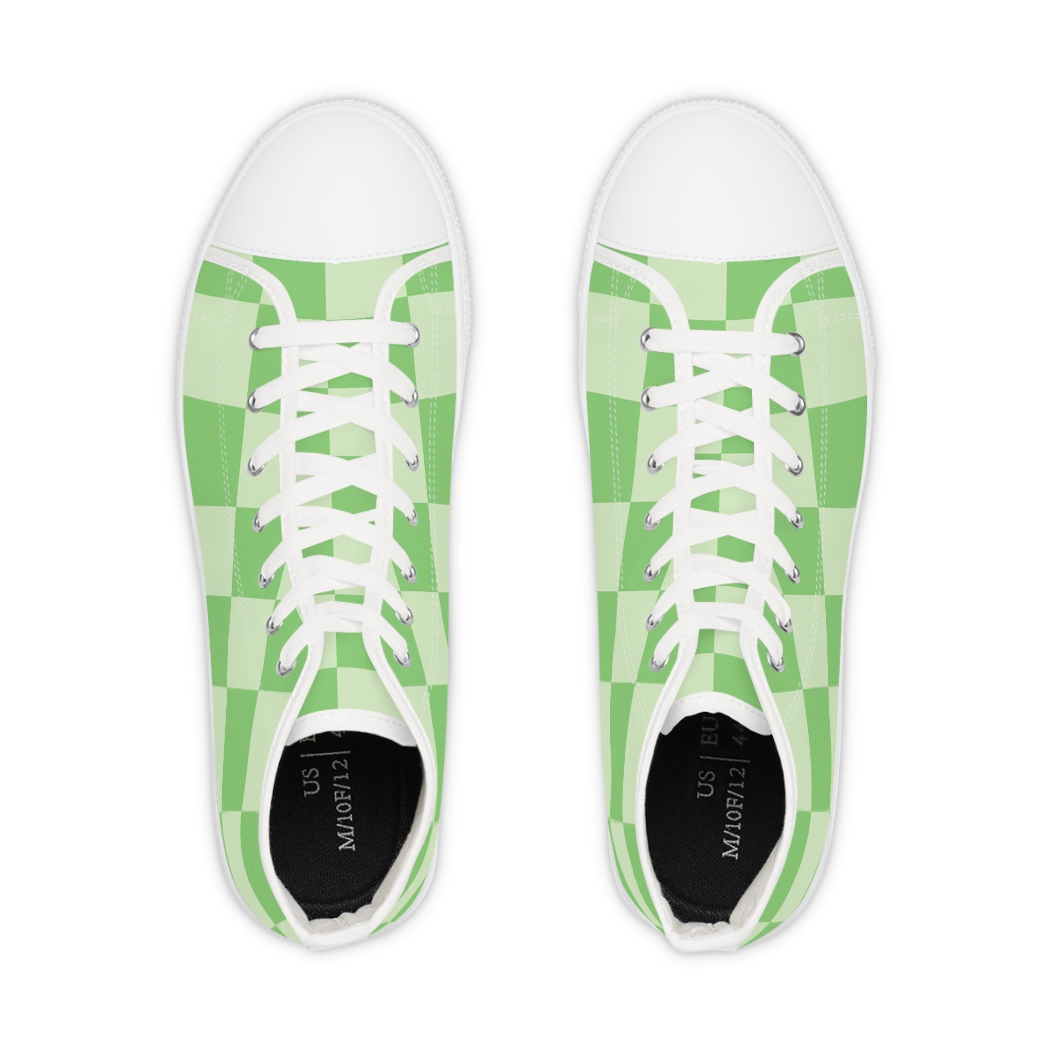 Big Checkerboard Green Men's High Top Sneakers, Artsulli - Art is Long, Life is Short, Shoes, , , , , , , 