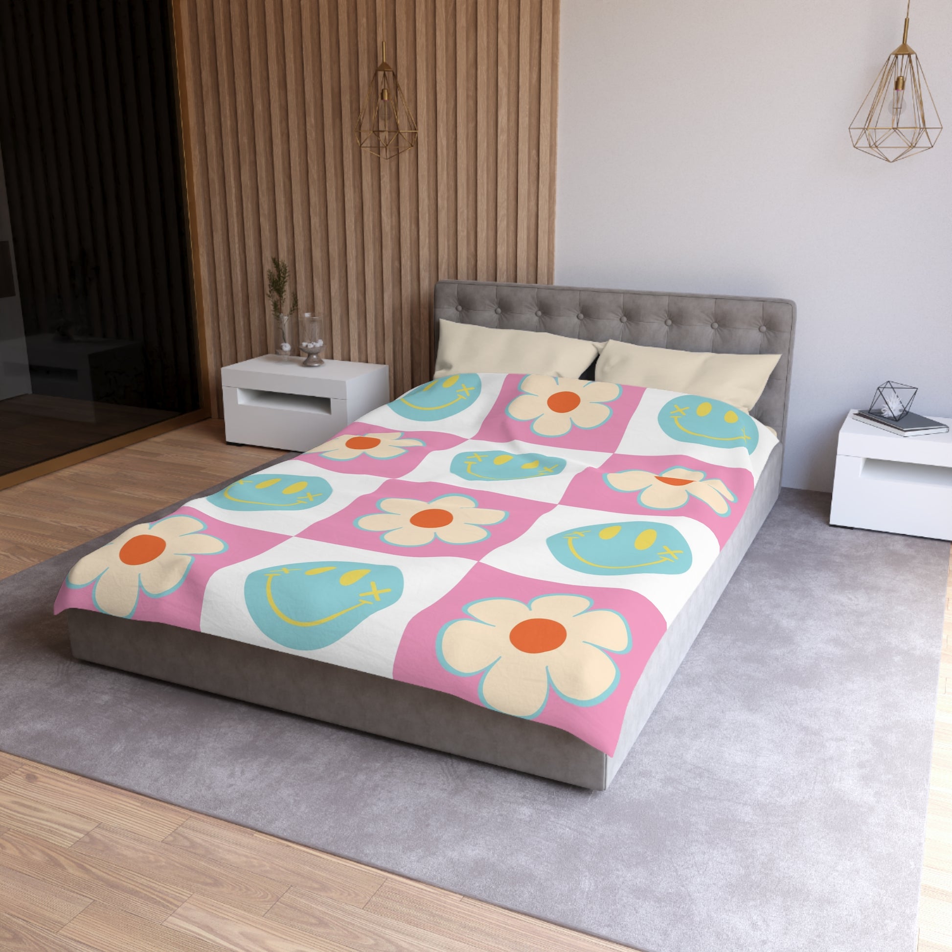 Madotsukis Grin Bloom Microfiber Duvet Cover, Artsulli - Art is Long, Life is Short, Home Decor, , , , , , , 