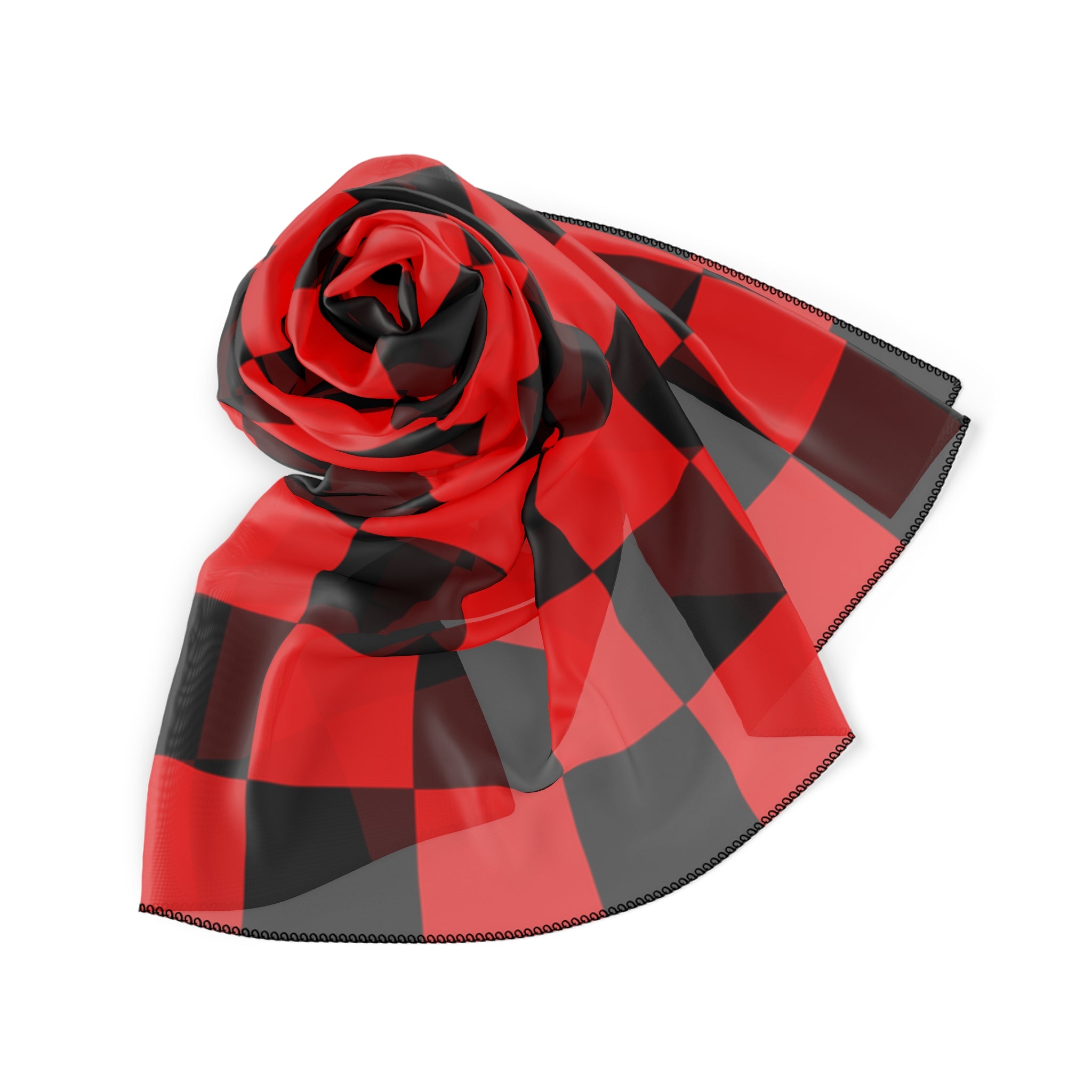 Checkerboard Red and Black Poly Scarf, Artsulli - Art is Long, Life is Short, Accessories, , , , , , , 