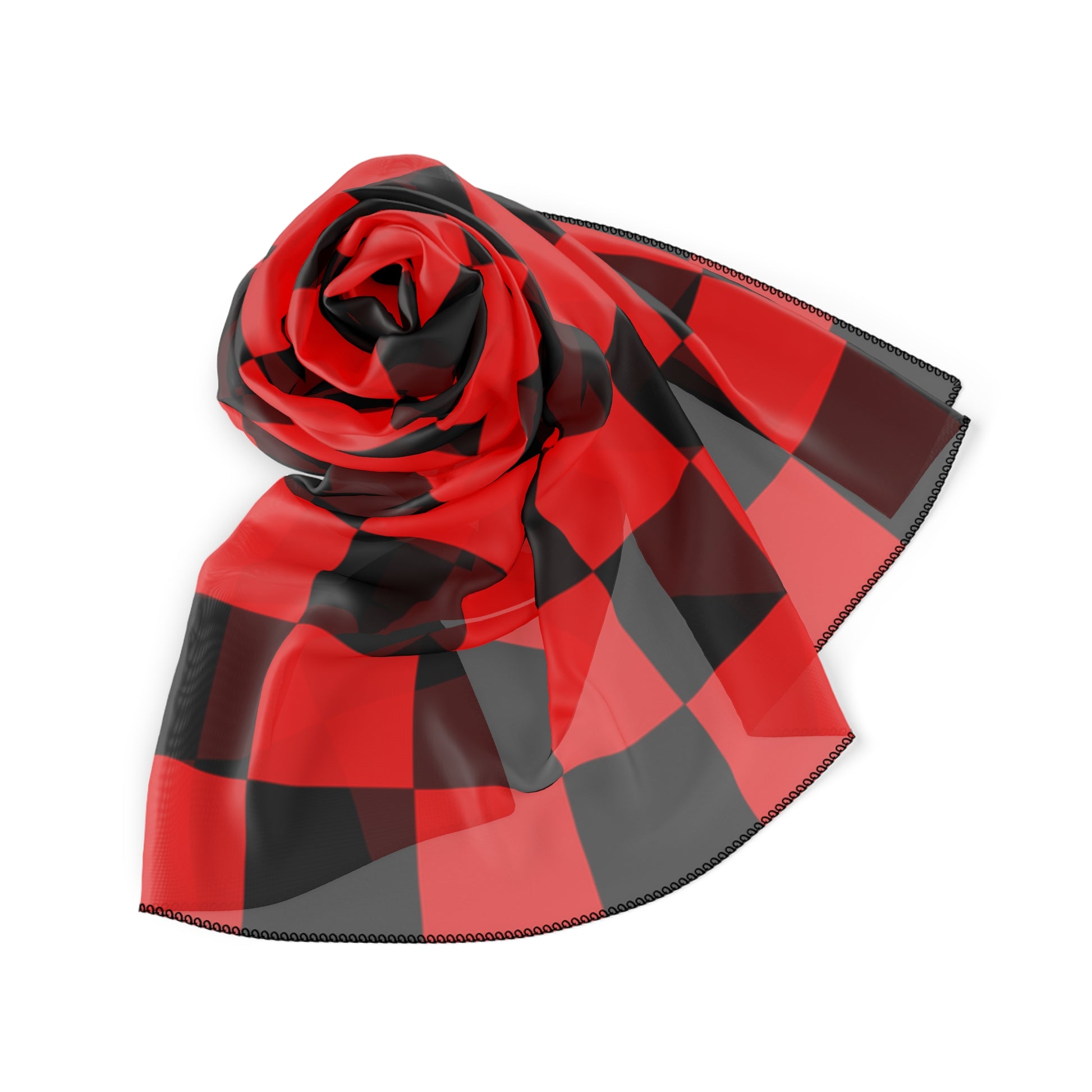 Checkerboard Red and Black Poly Scarf, Artsulli - Art is Long, Life is Short, Accessories, , , , , , , 