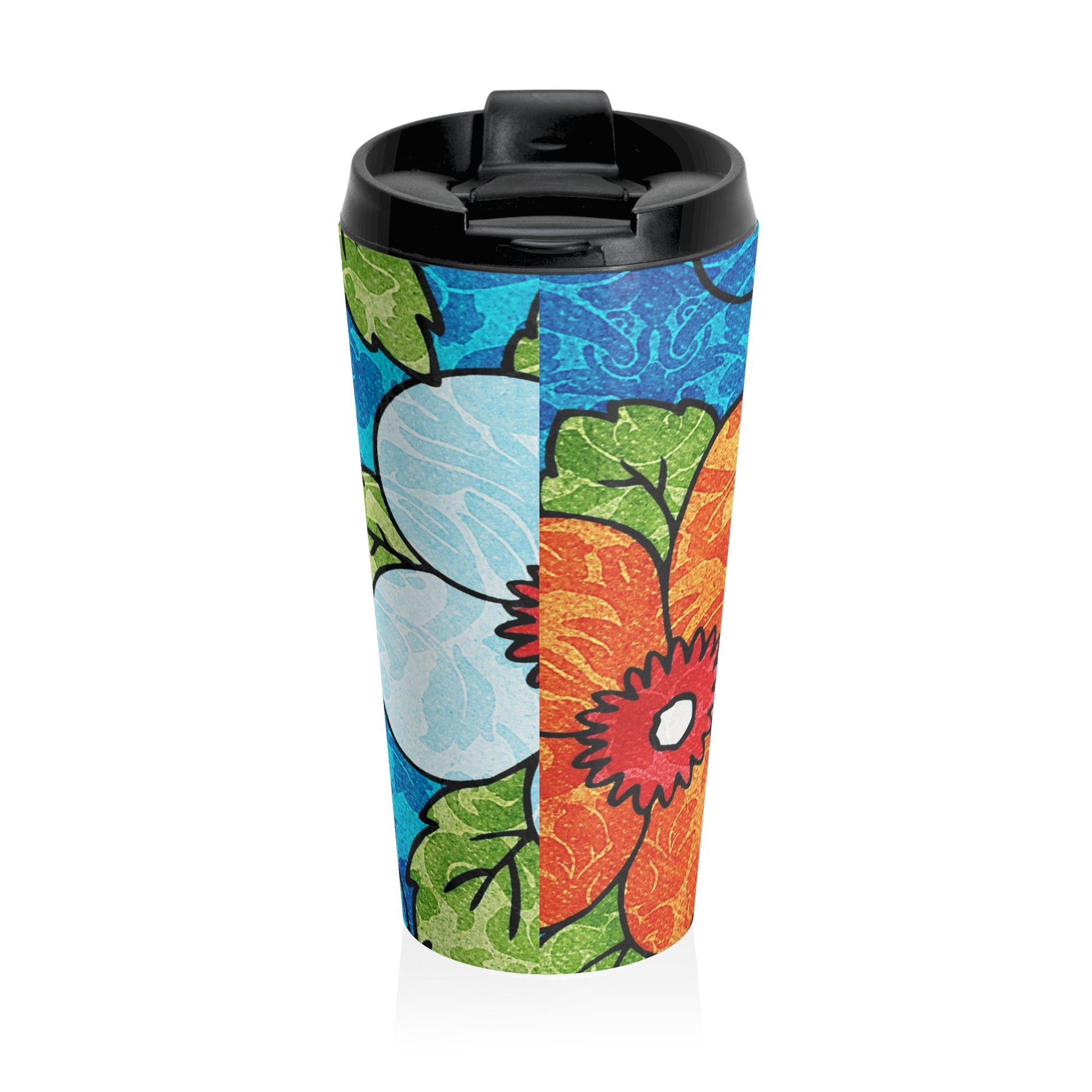 Blue Orange Groovy Stainless Steel Travel Mug, Artsulli - Art is Long, Life is Short, Mug, , , , , , , 