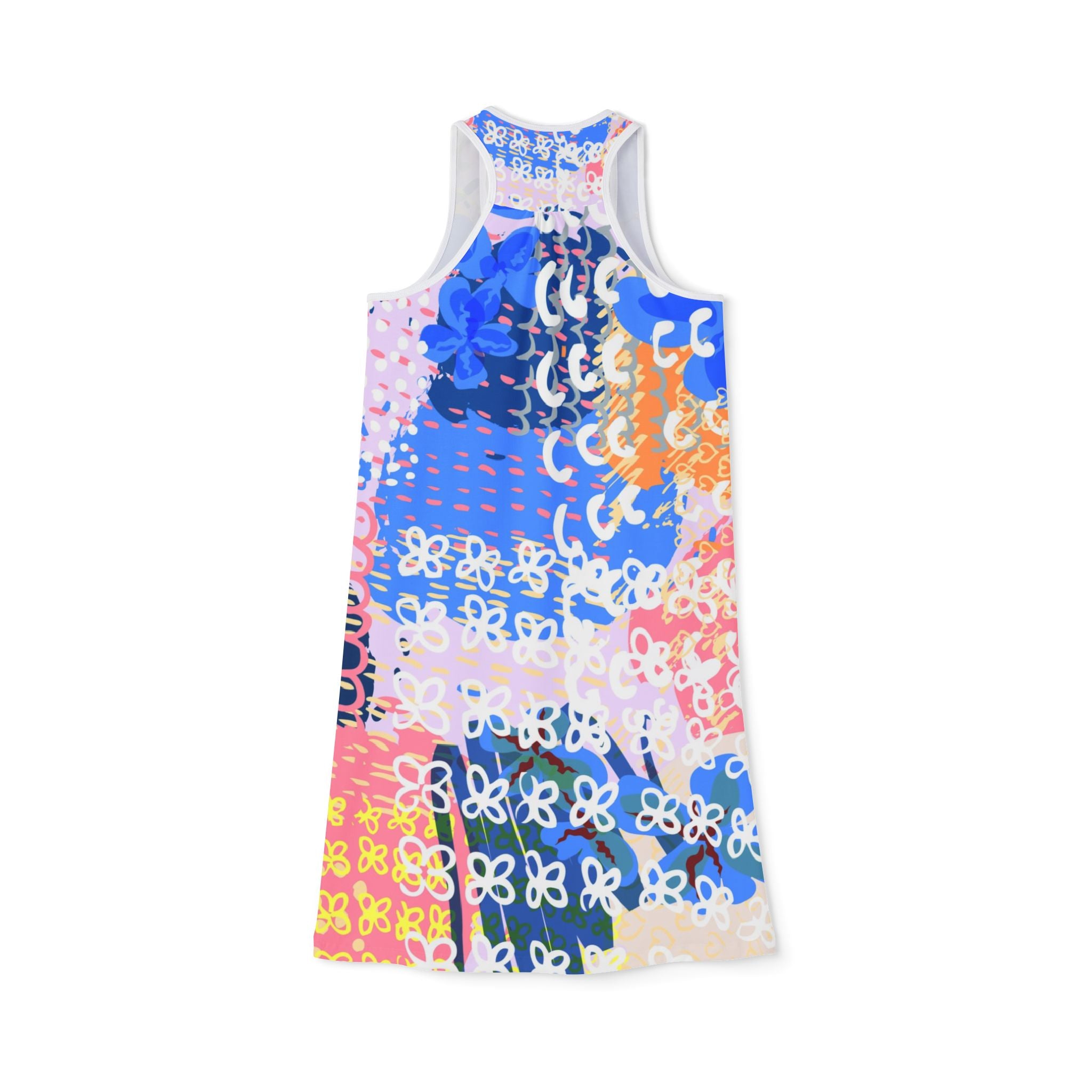 Flowers x Doodles x Hearts Multi-Color Women's Racerback Dress (AOP), Artsulli - Art is Long, Life is Short, Tank Top, , , , , , , 