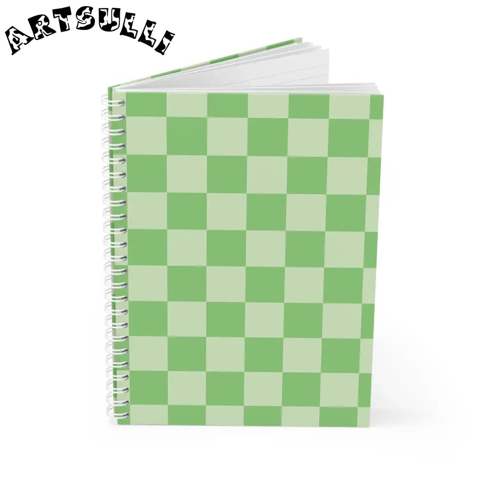 JAKKOUTTHEBXX Checkerboard Green Spiral Notebook JAKKOUTTHEBXX