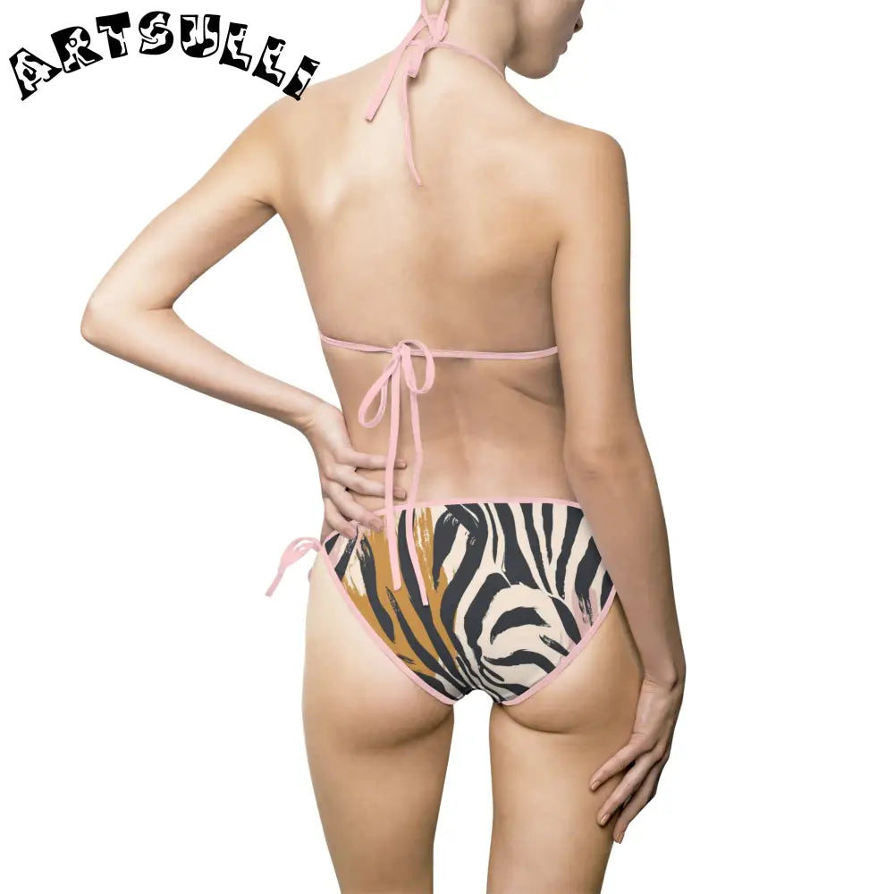 JAKKOUTTHEBXX Tiger Print Halter Bikini Swimsuit for Women