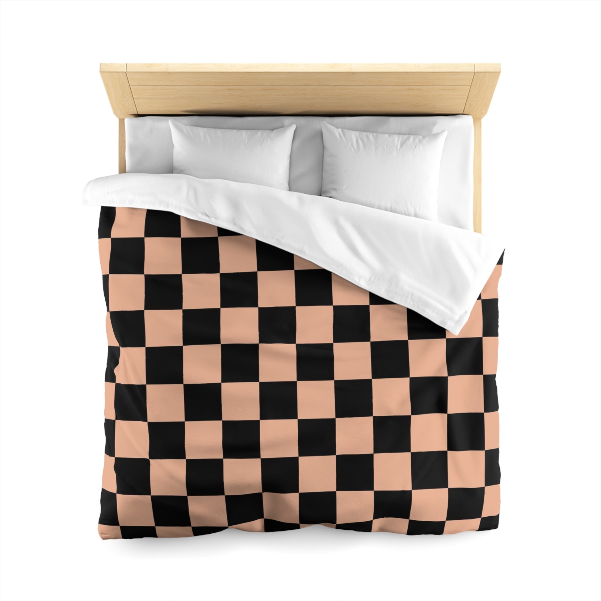 Checkerboard Soft Orange and Black Microfiber Duvet Cover, Artsulli - Art is Long, Life is Short, Home Decor, , , , , , , 