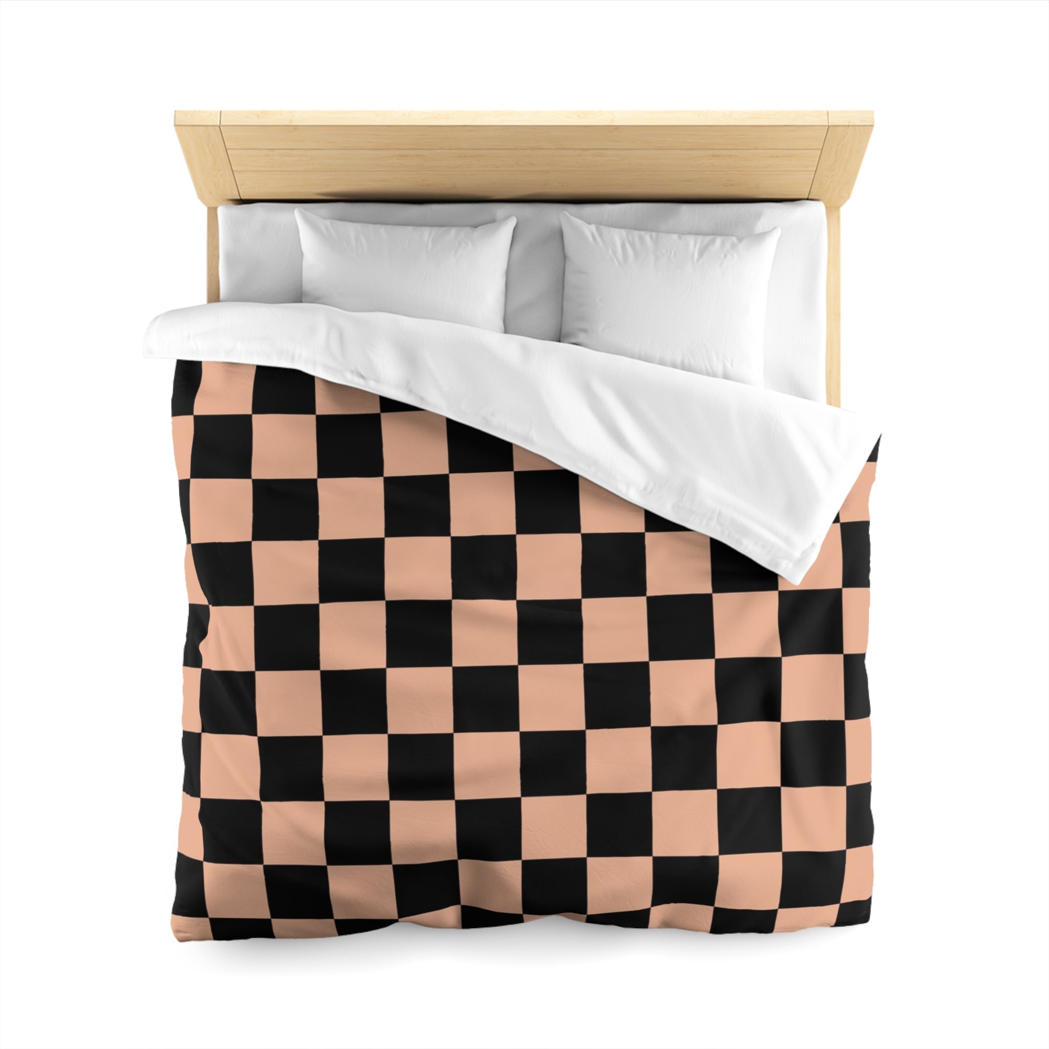Checkerboard Soft Orange and Black Microfiber Duvet Cover, Artsulli - Art is Long, Life is Short, Home Decor, , , , , , , 