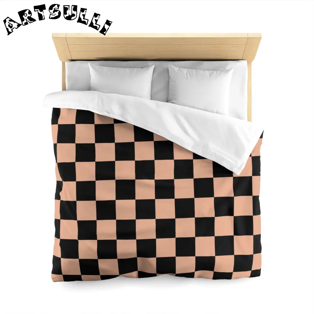 JAKKOUTTHEBXX Checkerboard Soft Orange and Black Microfiber Duvet