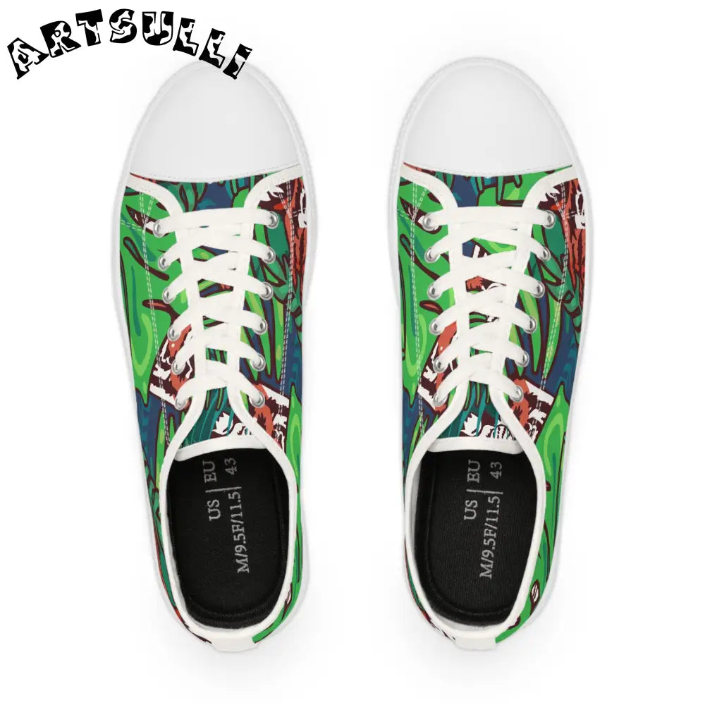 JAKKOUTTHEBXX Tropical Jungle Tigers Green and Blue Men’s Low Top