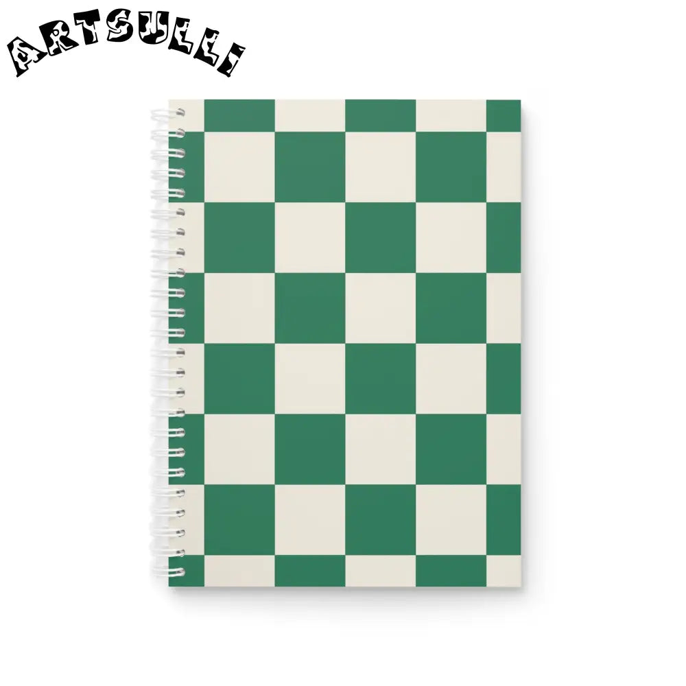 JAKKOUTTHEBXX Checkerboard Dark Green Spiral Notebook JAKKOUTTHEBXX