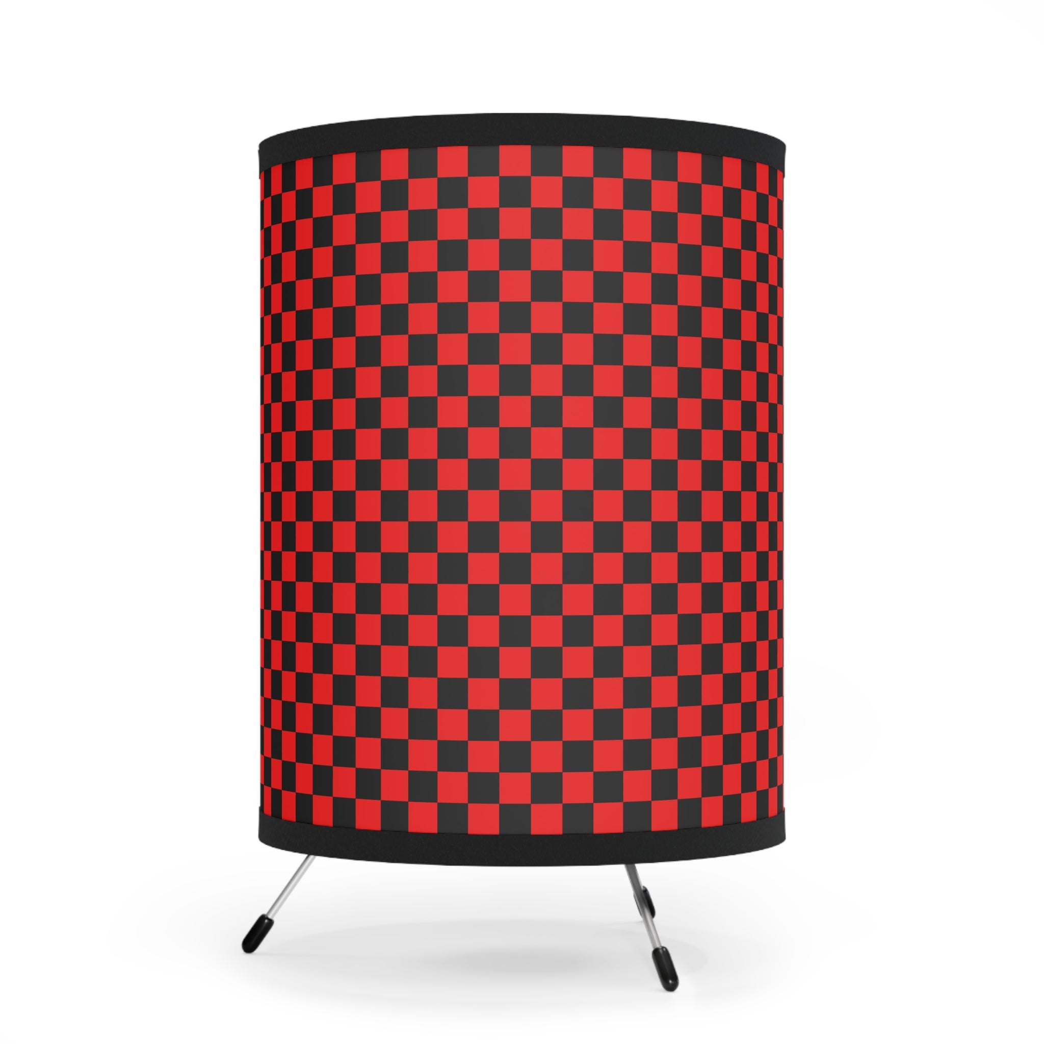 Checkerboard Red and Black Tripod Lamp with High-Res Printed Shade, US\CA plug, Artsulli - Art is Long, Life is Short, Home Decor, , , , , , , 