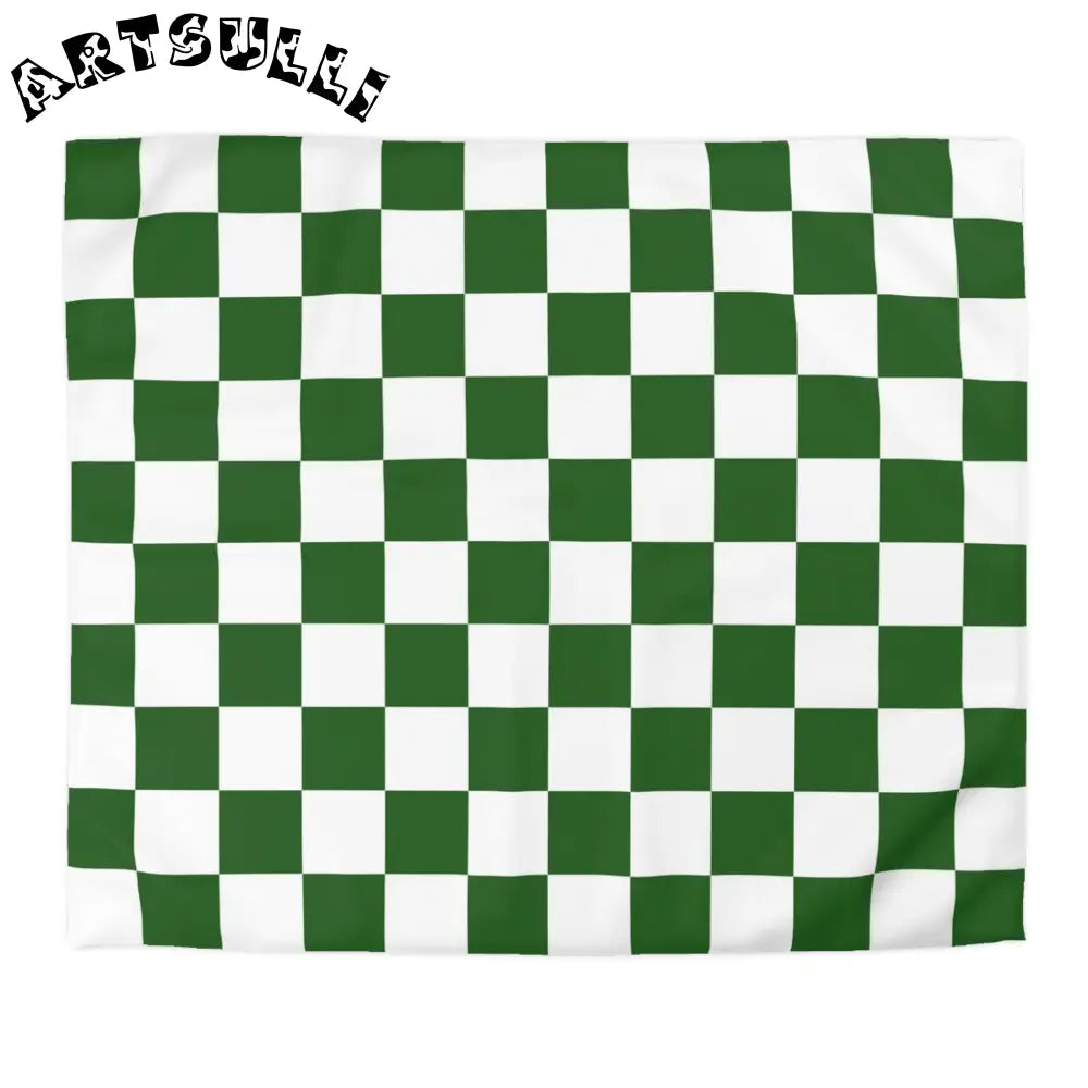 JAKKOUTTHEBXX Checkerboard White and Dark Green Microfiber Duvet