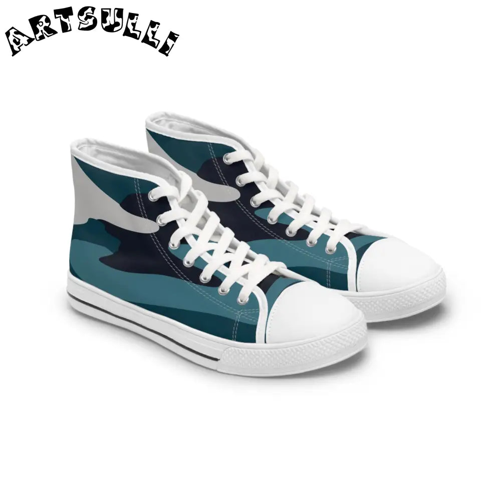 JAKKOUTTHEBXX Blue Camouflage Women’s High Top Sneakers