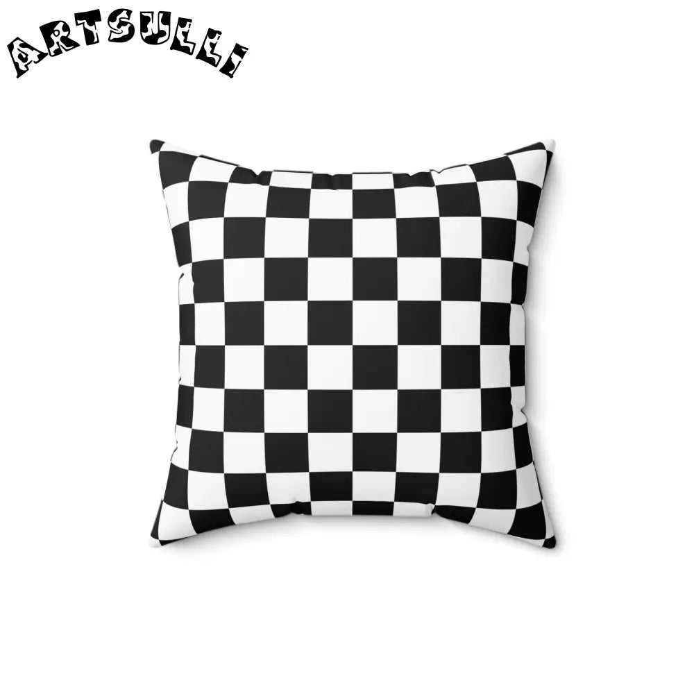 JAKKOUTTHEBXX Checkerboard Black and White Spun Polyester Square