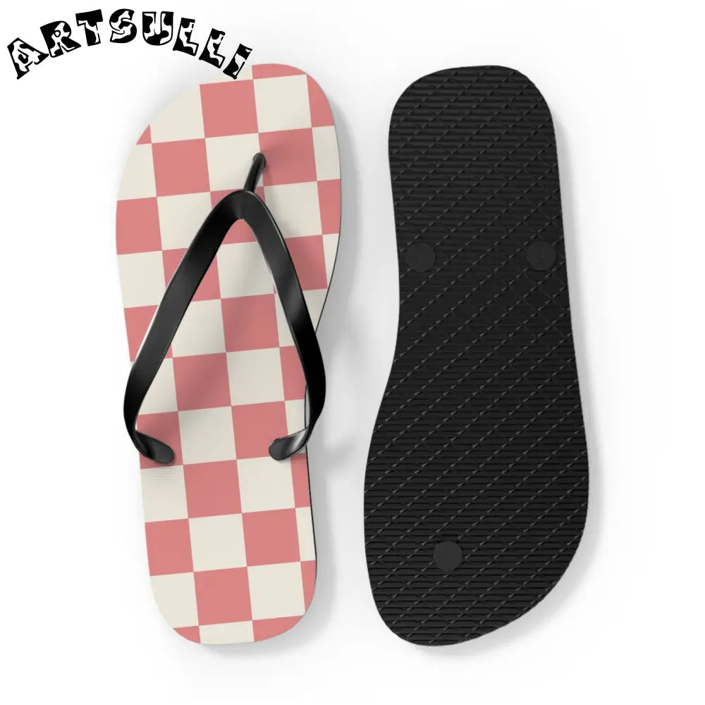 JAKKOUTTHEBXX Retro Checkered Grassland Sprites Flip Flops