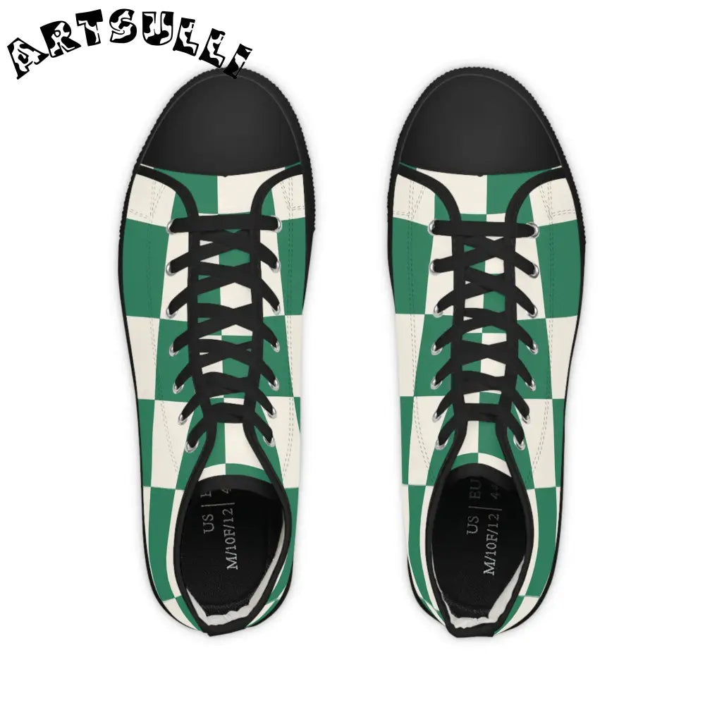 JAKKOUTTHEBXX Checkerboard Dark Green Men’s High Top Sneakers