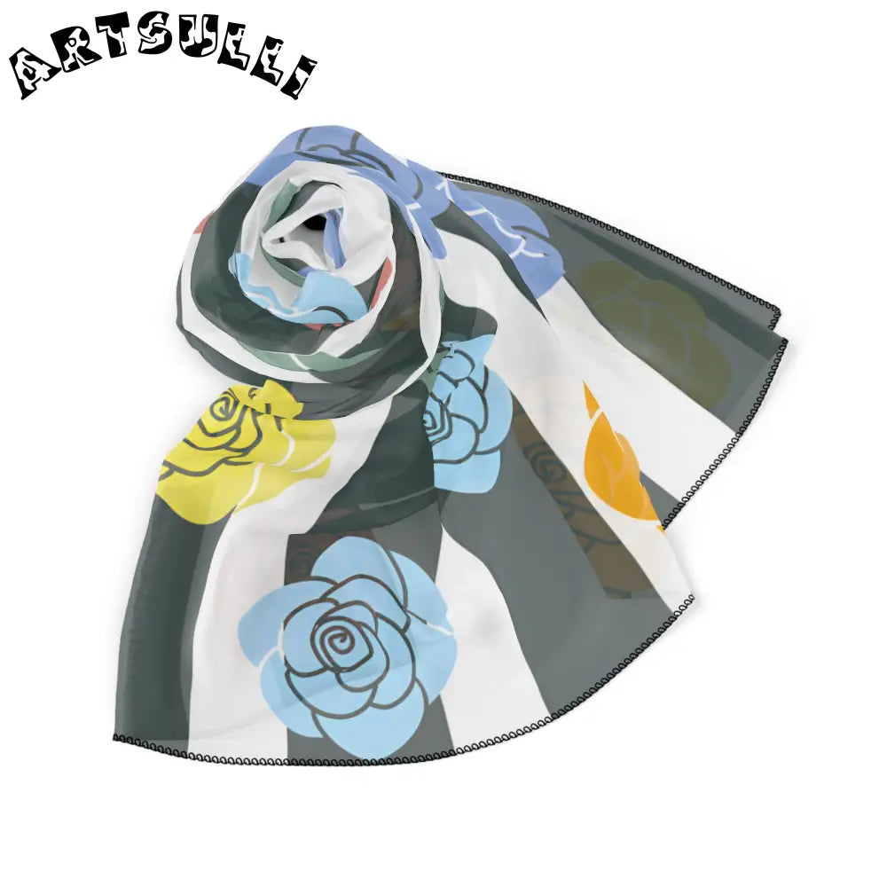 JAKKOUTTHEBXX Stripes x Roses II Black and White Poly Scarf
