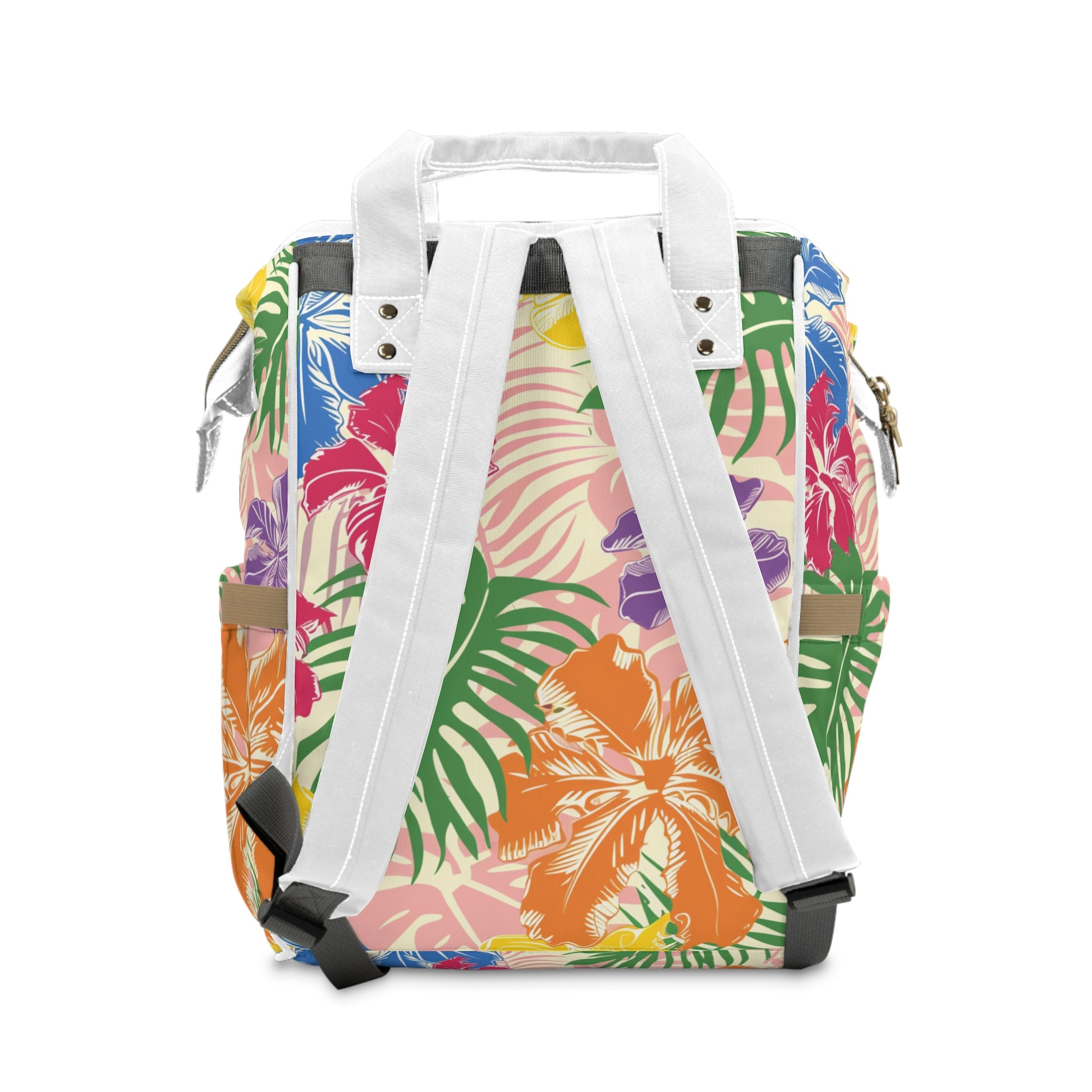 Blooming Tropical Flowers Multifunctional Diaper Backpack, Artsulli - Art is Long, Life is Short, Bags, , , , , , , 