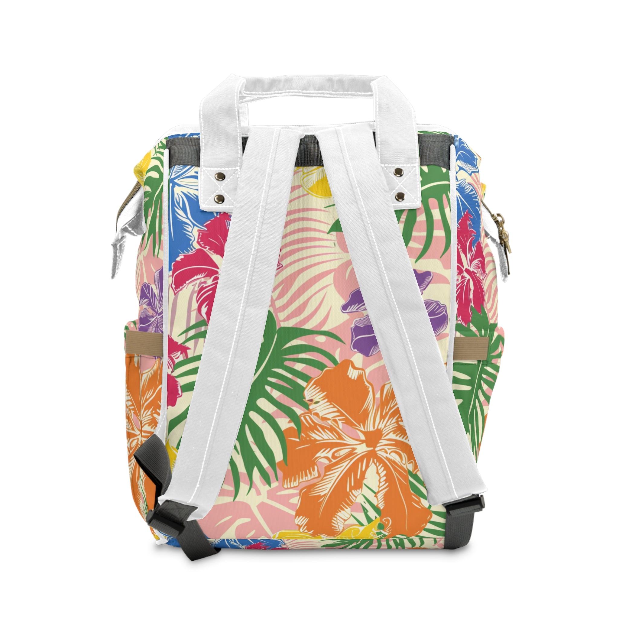 Blooming Tropical Flowers Multifunctional Diaper Backpack, Artsulli - Art is Long, Life is Short, Bags, , , , , , , 