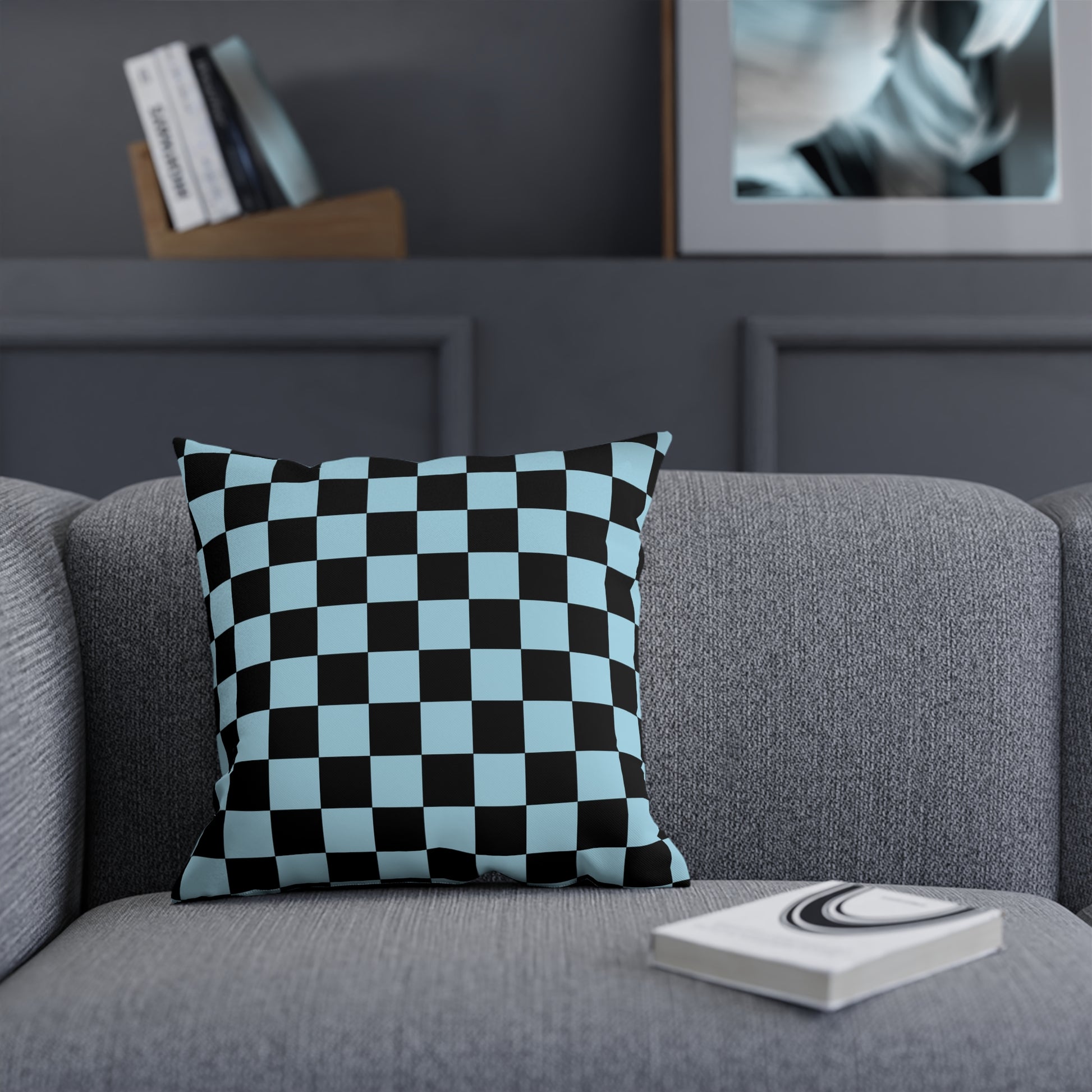 Checkerboard Black and Blue Cushion, Artsulli - Art is Long, Life is Short, Home Decor, , , , , , , 