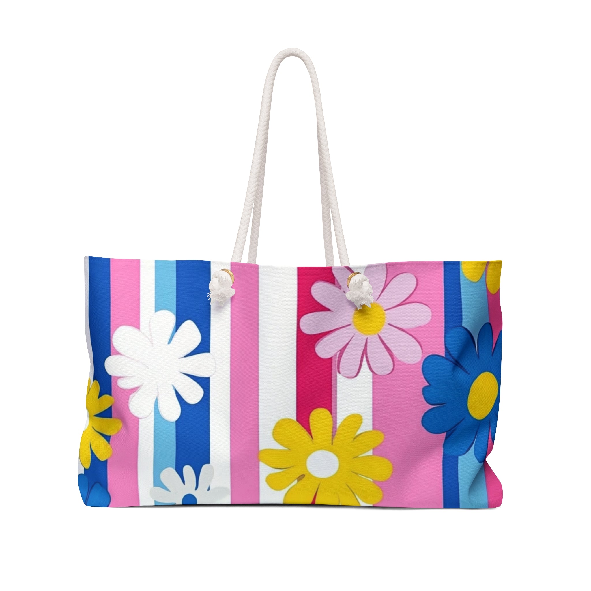 Flowers x Stripes II Multi-Color Weekender Bag, Artsulli - Art is Long, Life is Short, Bags, Size, 24" × 13", , , , , 55204620050381