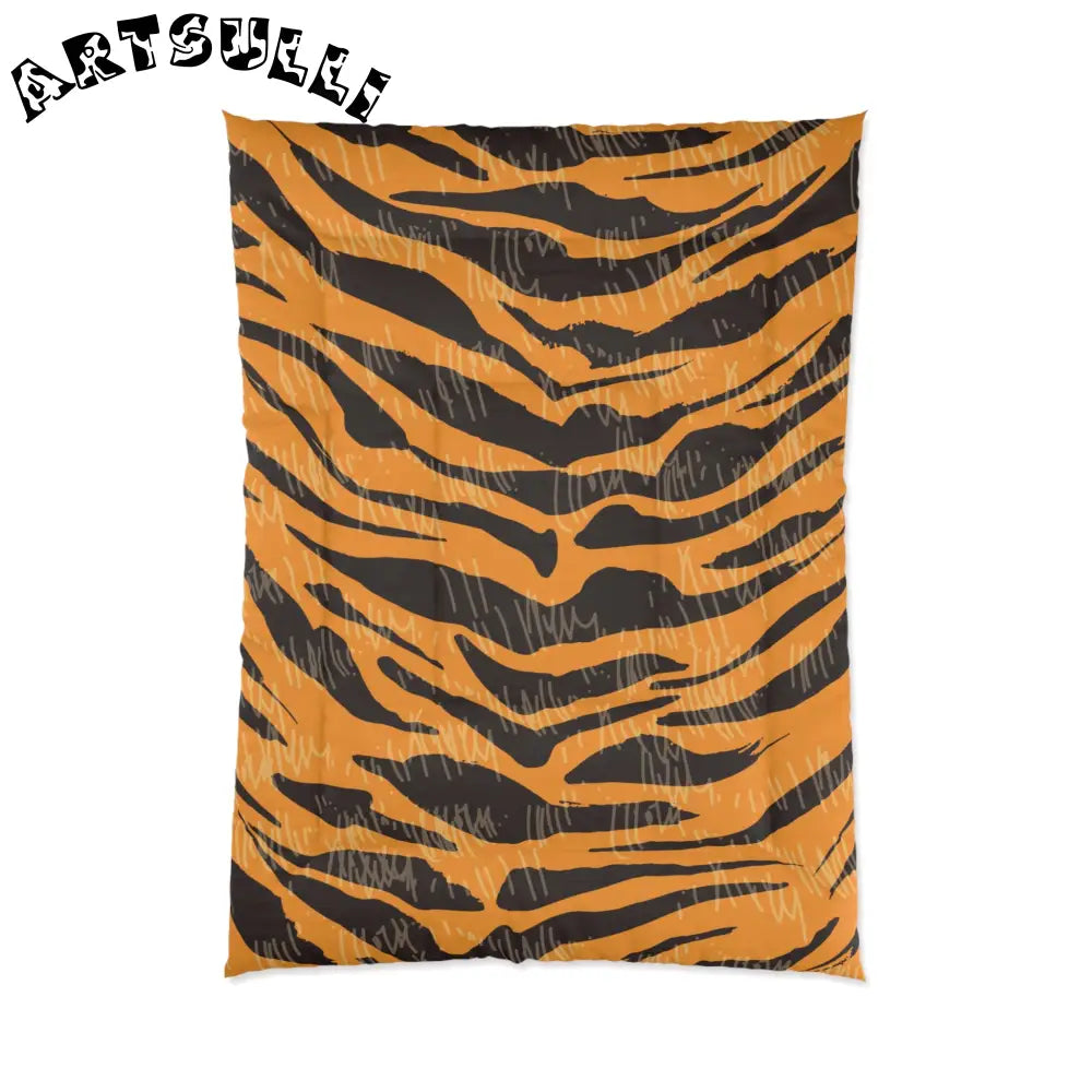 JAKKOUTTHEBXX Tiger Scratches Orange & Black Comforter JAKKOUTTHEBXX