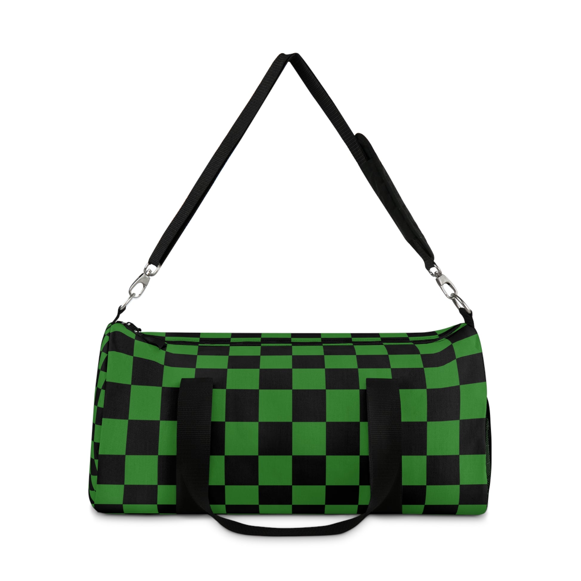 Checkerboard Green and Black Duffel Bag, Artsulli - Art is Long, Life is Short, Bags, , , , , , , 
