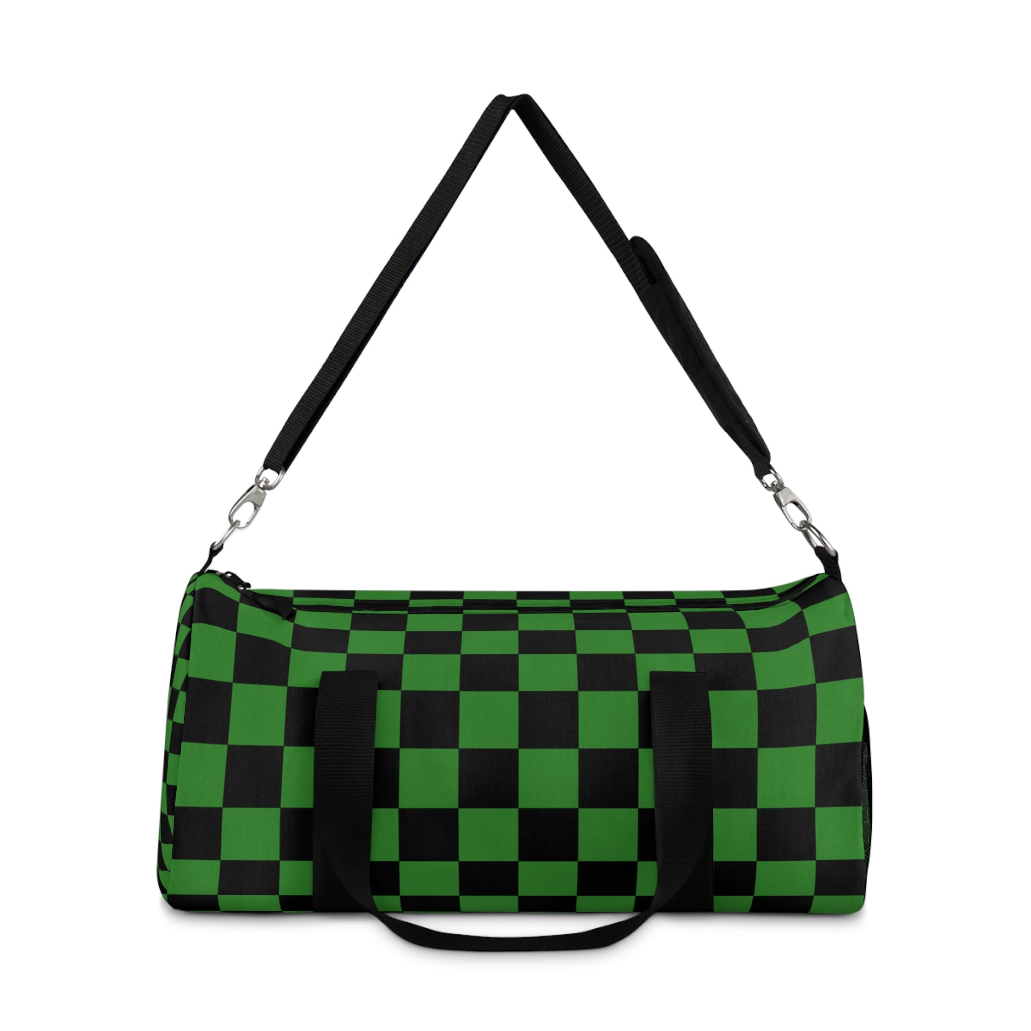 Checkerboard Green and Black Duffel Bag, Artsulli - Art is Long, Life is Short, Bags, , , , , , , 