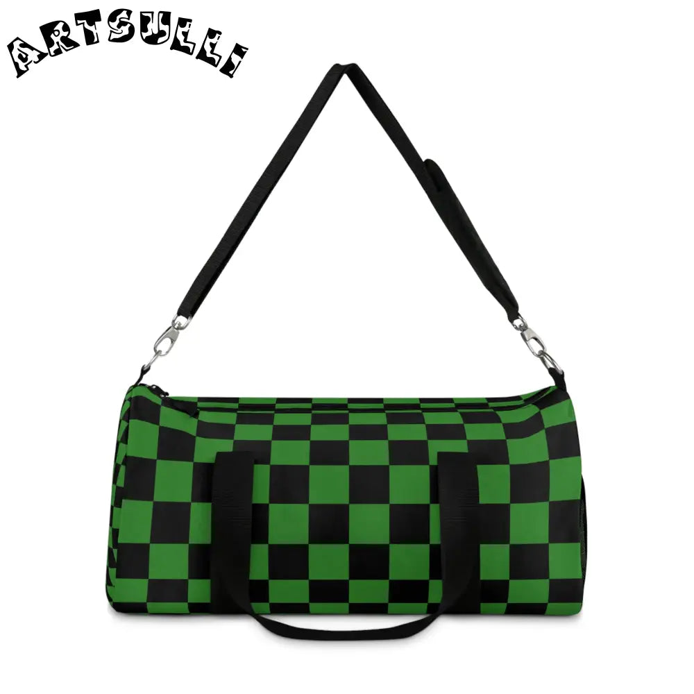 JAKKOUTTHEBXX Checkerboard Green and Black Duffel Bag JAKKOUTTHEBXX