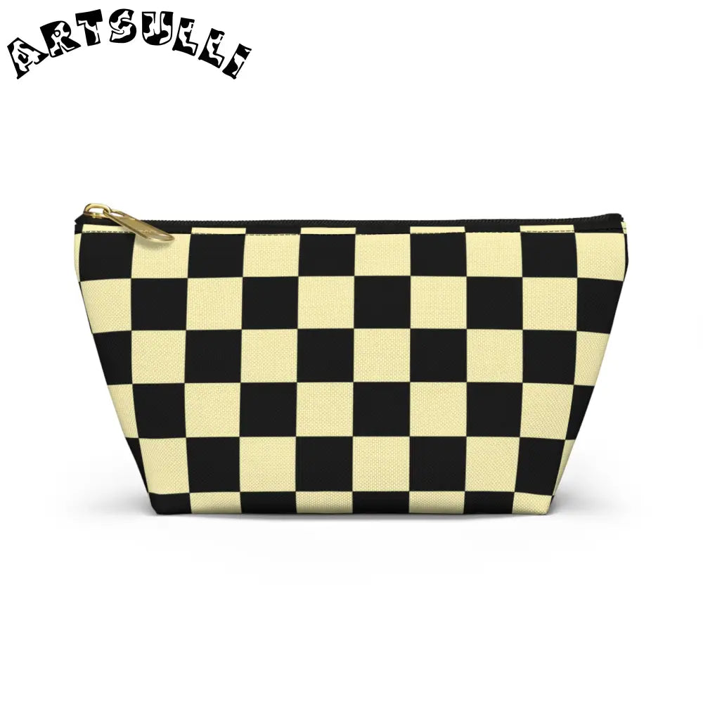 JAKKOUTTHEBXX Checkerboard Black and Yellow Accessory Pouch w