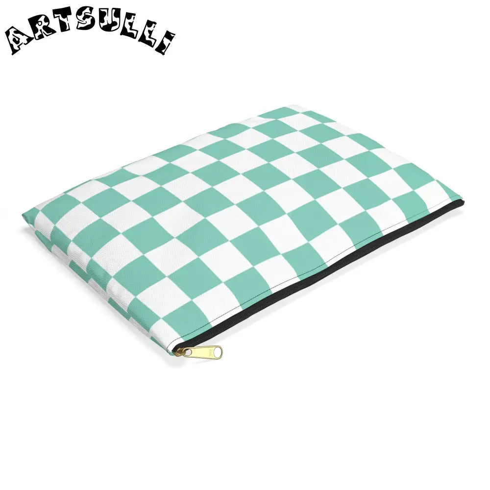 JAKKOUTTHEBXX Checkerboard Light Green Accessory Pouch JAKKOUTTHEBXX