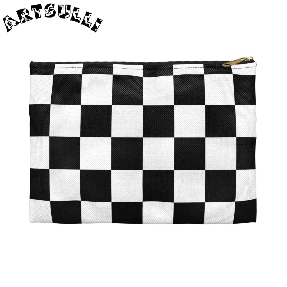 JAKKOUTTHEBXX Checkerboard Black and White Accessory Pouch