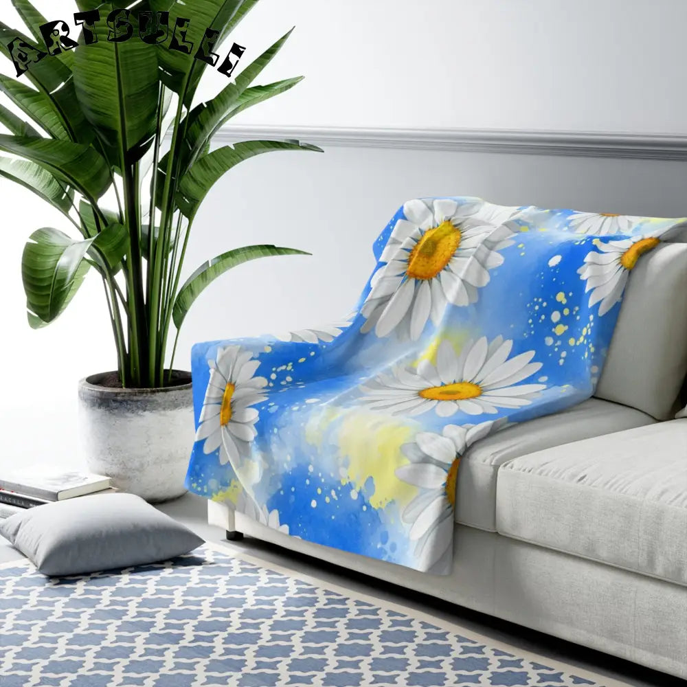 JAKKOUTTHEBXX Daisies Sherpa Fleece Blanket JAKKOUTTHEBXX Artsulli