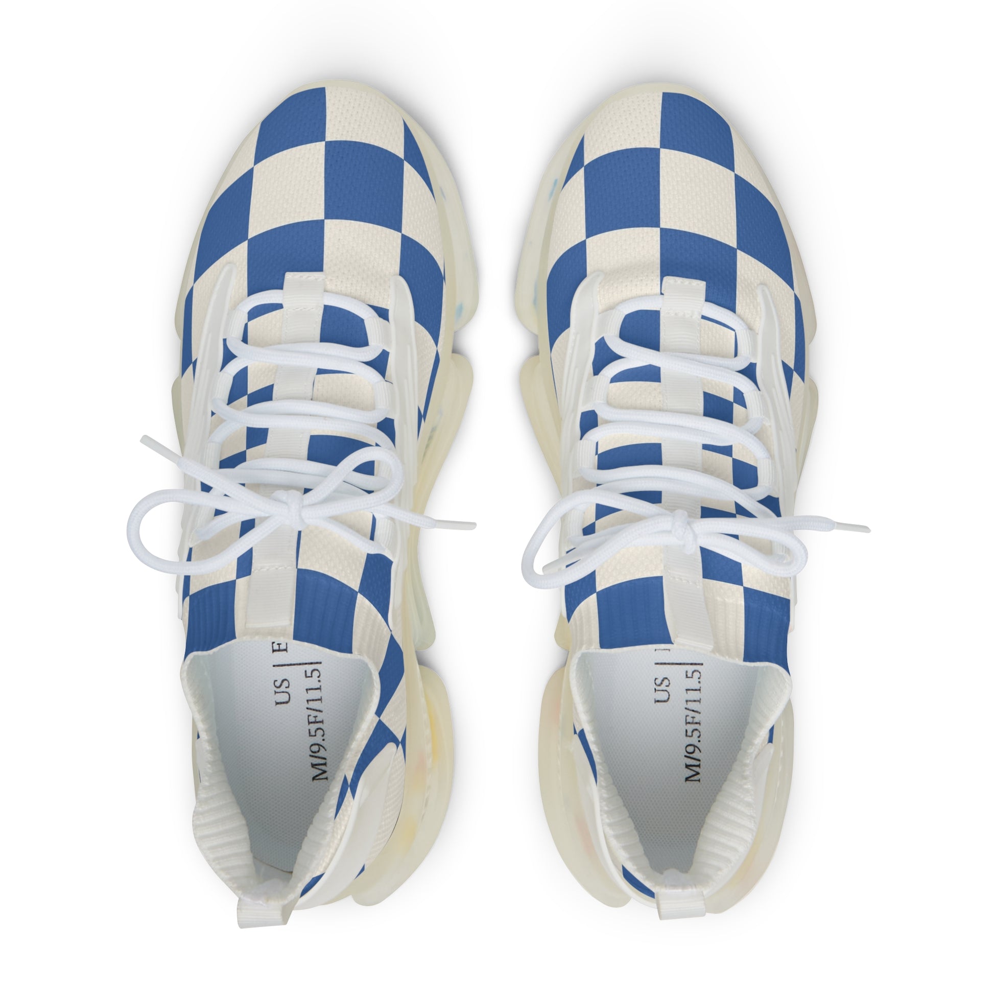 Checkerboard Blue Men's Mesh Sneakers, Artsulli - Art is Long, Life is Short, Shoes, , , , , , , 