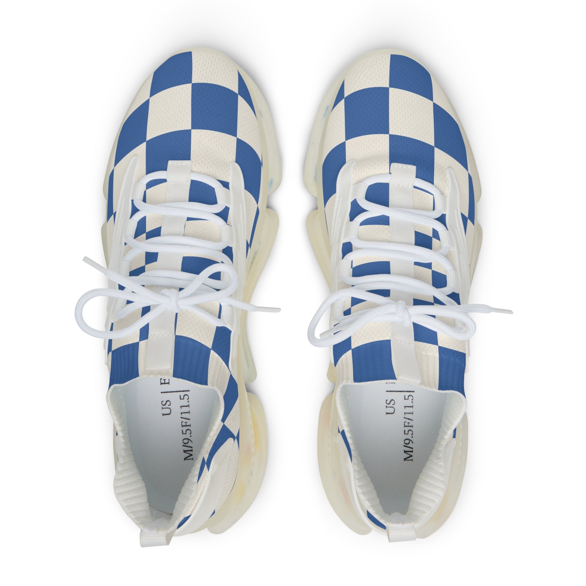 Checkerboard Blue Men's Mesh Sneakers, Artsulli - Art is Long, Life is Short, Shoes, , , , , , , 