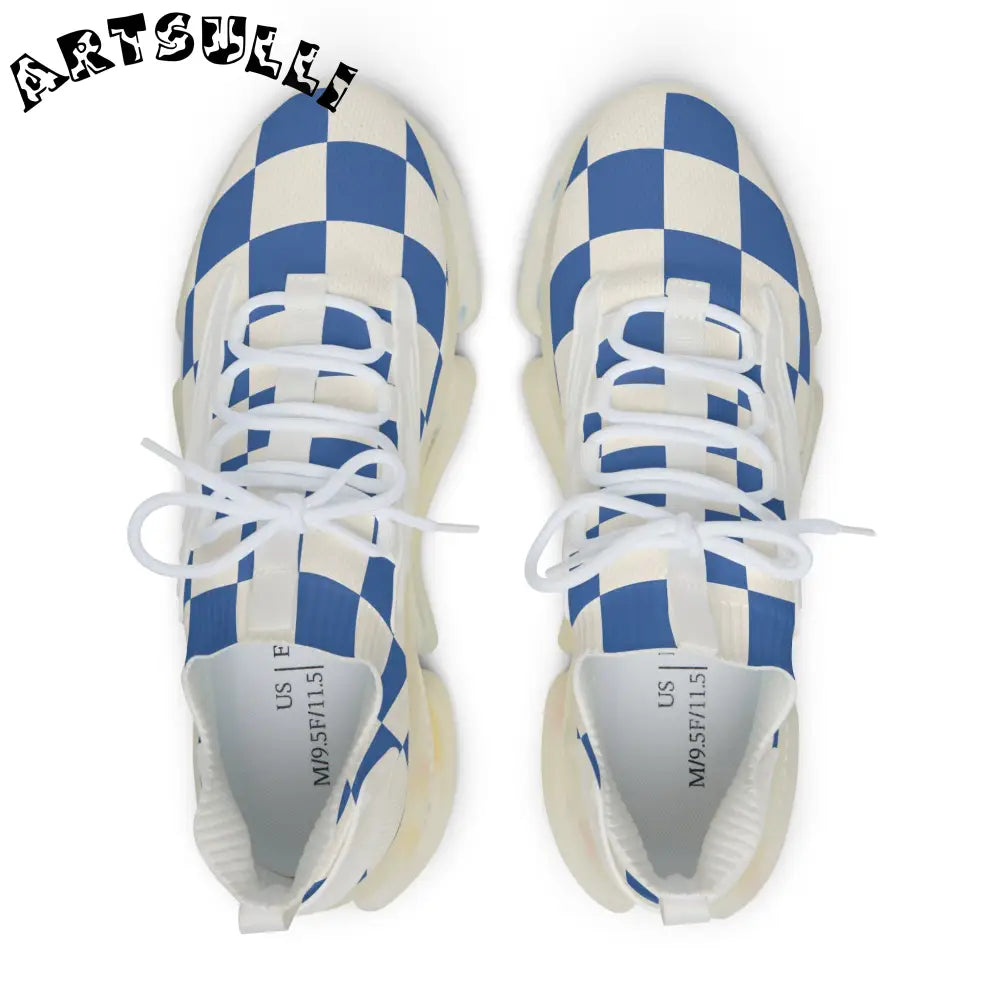 JAKKOUTTHEBXX Checkerboard Blue Men’s Mesh Sneakers JAKKOUTTHEBXX