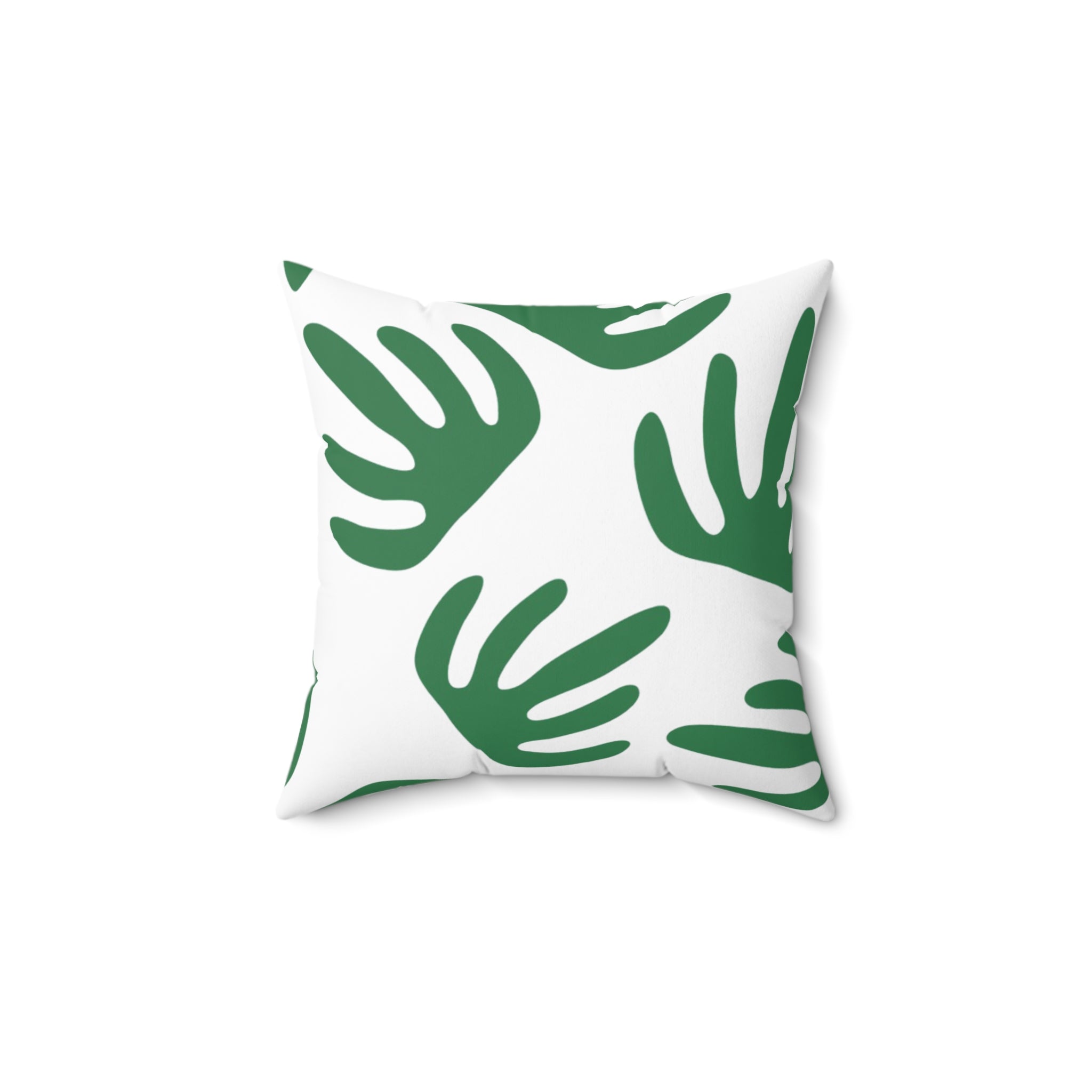 Green Palm Leaves White Spun Polyester Square Pillow, Artsulli - Art is Long, Life is Short, Home Decor, Size, 14" × 14", , , , , 61209333514732