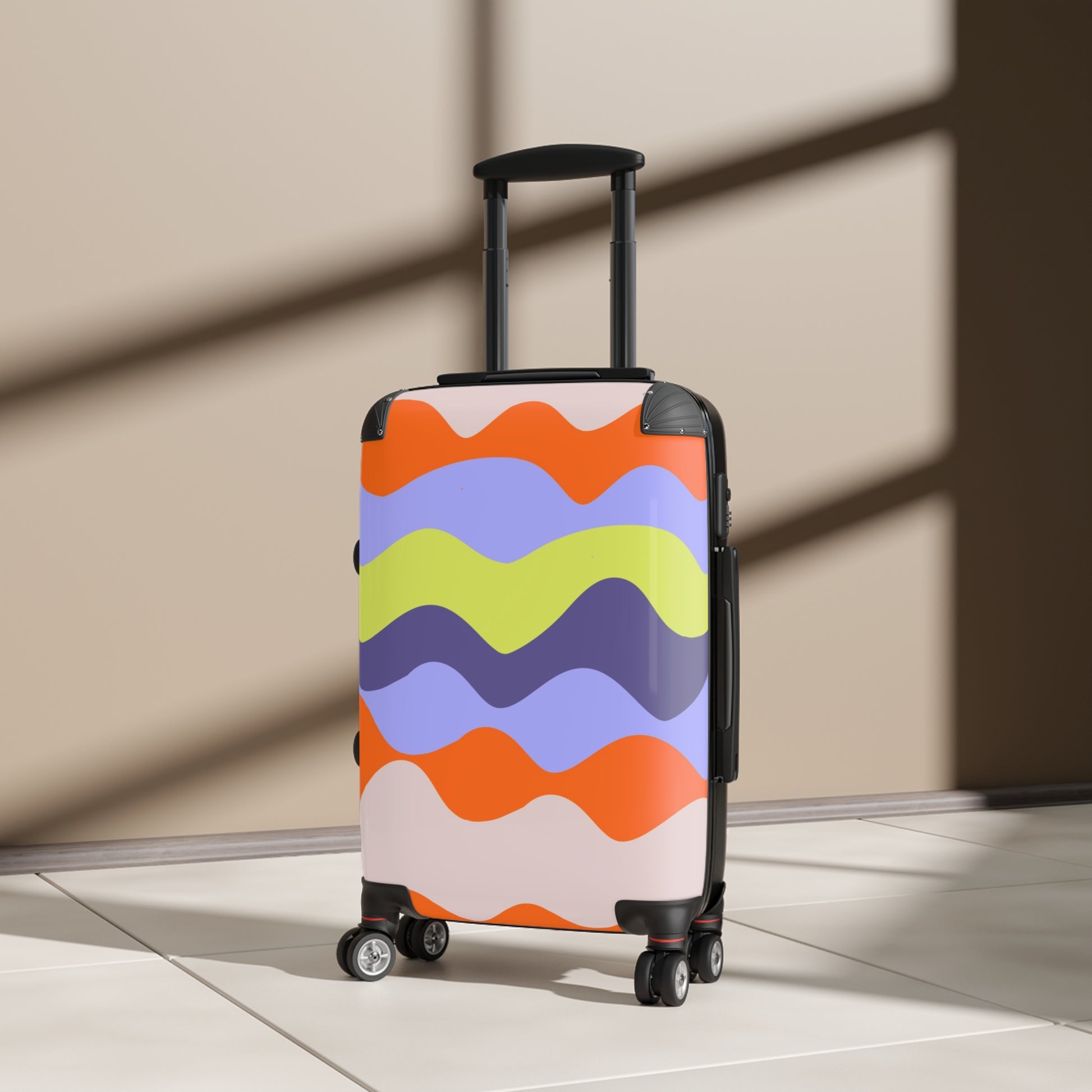 Waves Red and Blue Suitcase, Artsulli - Art is Long, Life is Short, Bags, , , , , , , 