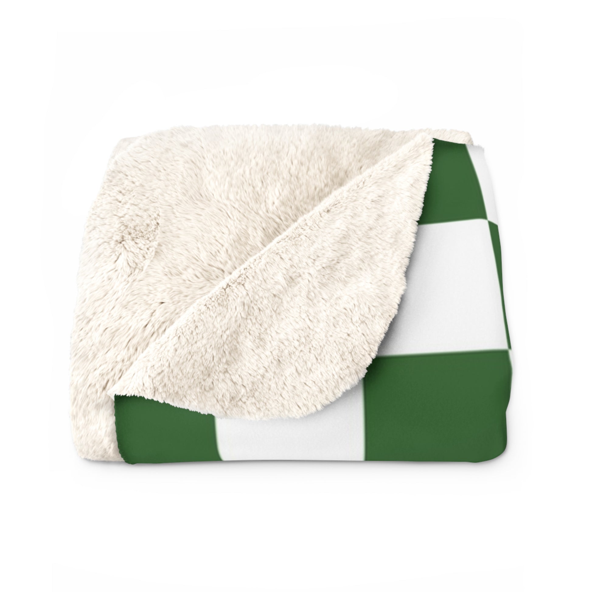Checkerboard White and Dark Green Sherpa Fleece Blanket, Artsulli - Art is Long, Life is Short, Home Decor, , , , , , , 