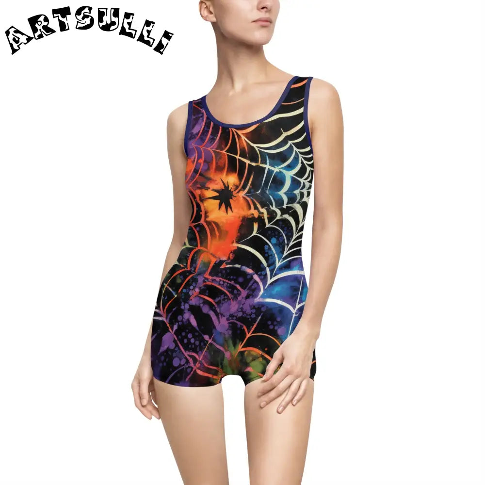 JAKKOUTTHEBXX Colorful Spider Web One-Piece Swimsuit 2025