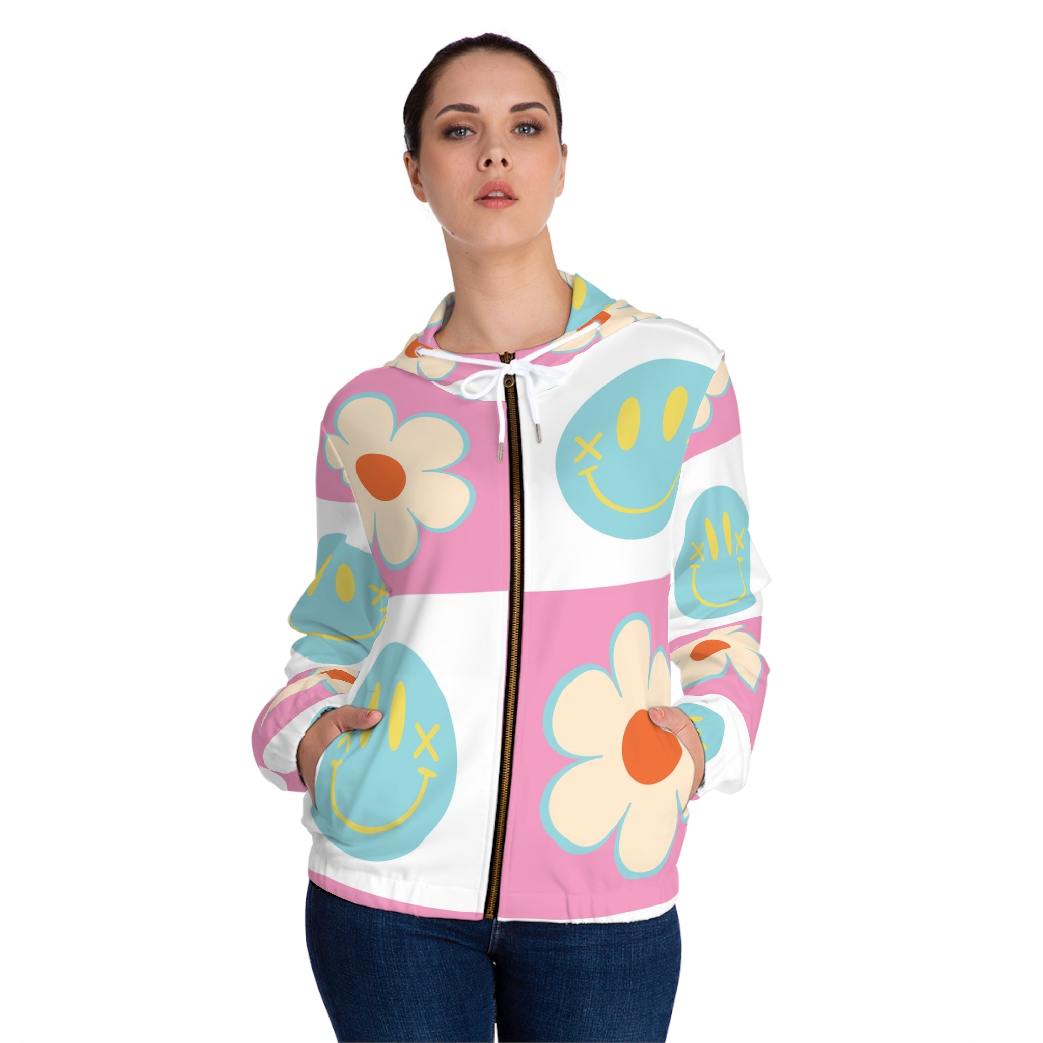 Madotsukis Grin Bloom Women’s Full-Zip Hoodie (AOP), Artsulli - Art is Long, Life is Short, All Over Prints, , , , , , , 