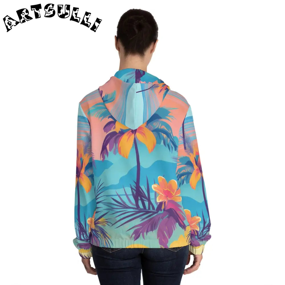 JAKKOUTTHEBXX Sunset Paradise Women’s Full-Zip Hoodie (AOP)