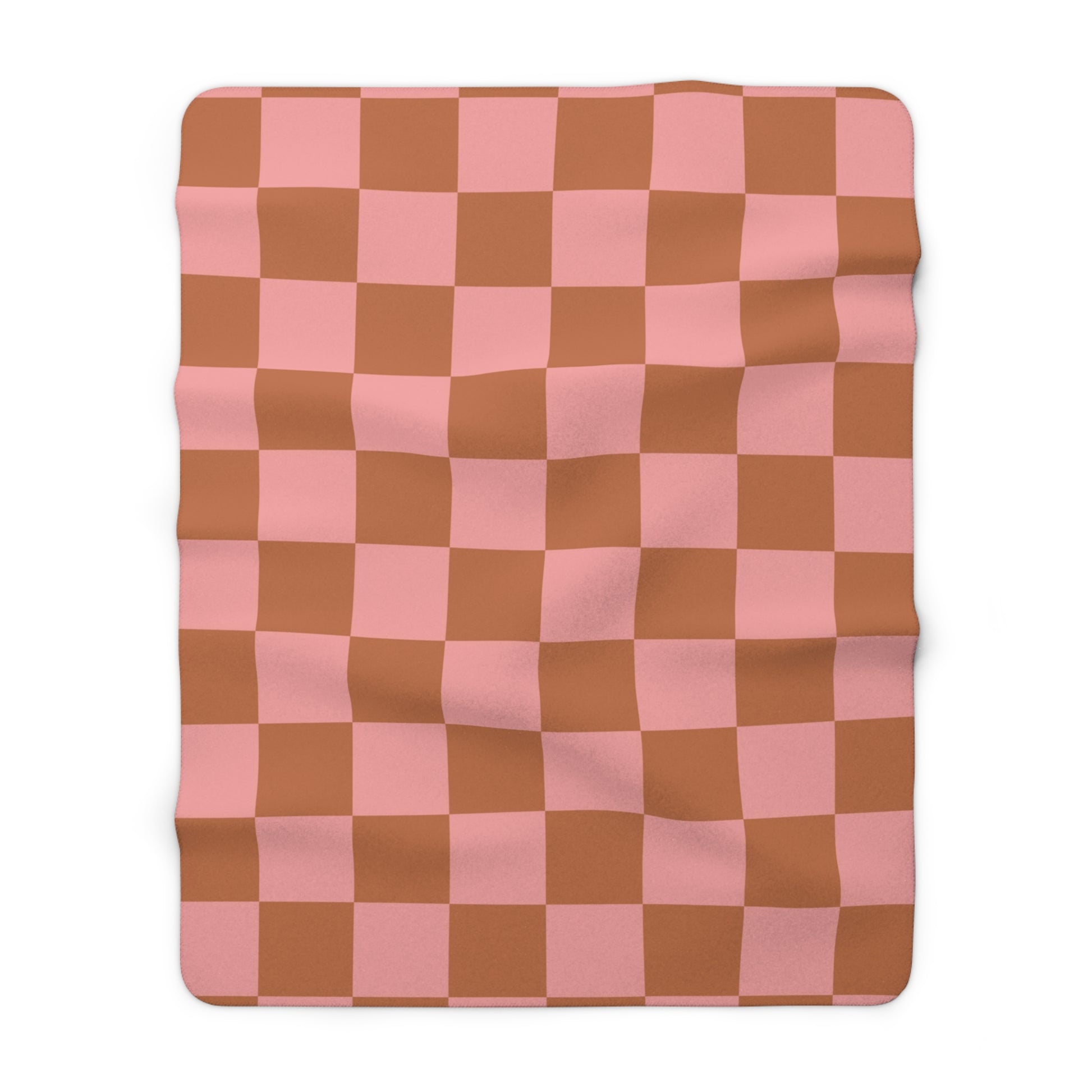 Chessboard Pink and Brown Sherpa Fleece Blanket, Artsulli - Art is Long, Life is Short, Home Decor, Size, 60" × 80", , , , , 60905826217622578445