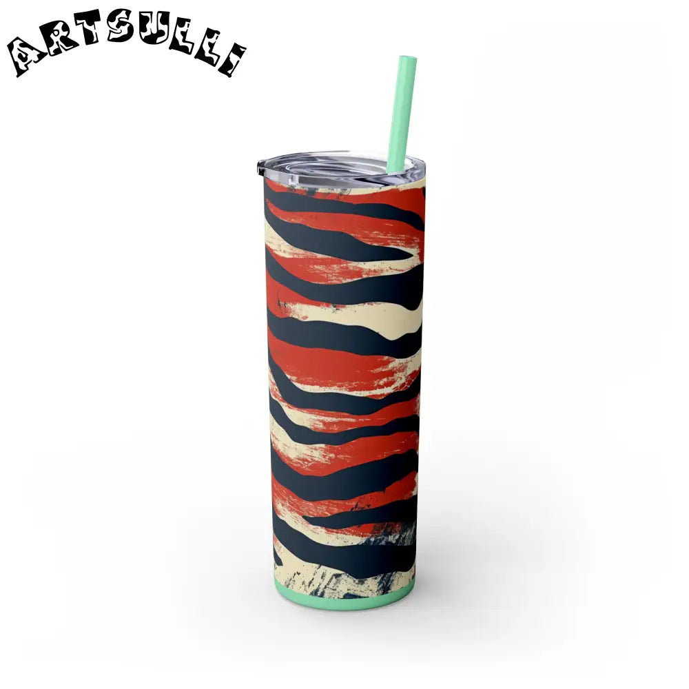 JAKKOUTTHEBXX Capricious Tiger Wave Skinny Tumbler with Straw 20oz