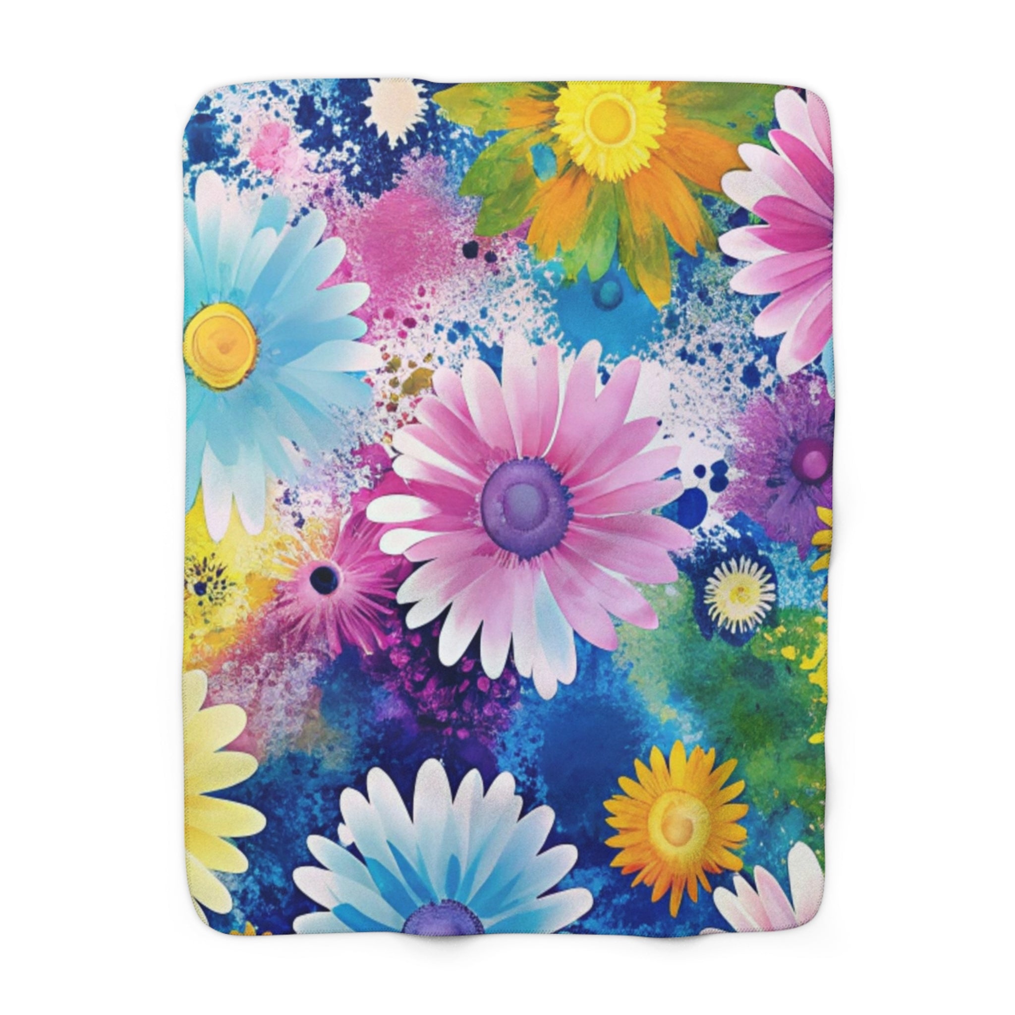 Magical Flower Explosion Multi-Color Sherpa Fleece Blanket, Artsulli - Art is Long, Life is Short, Home Decor, Size, 50" × 60", , , , , 10689259423792