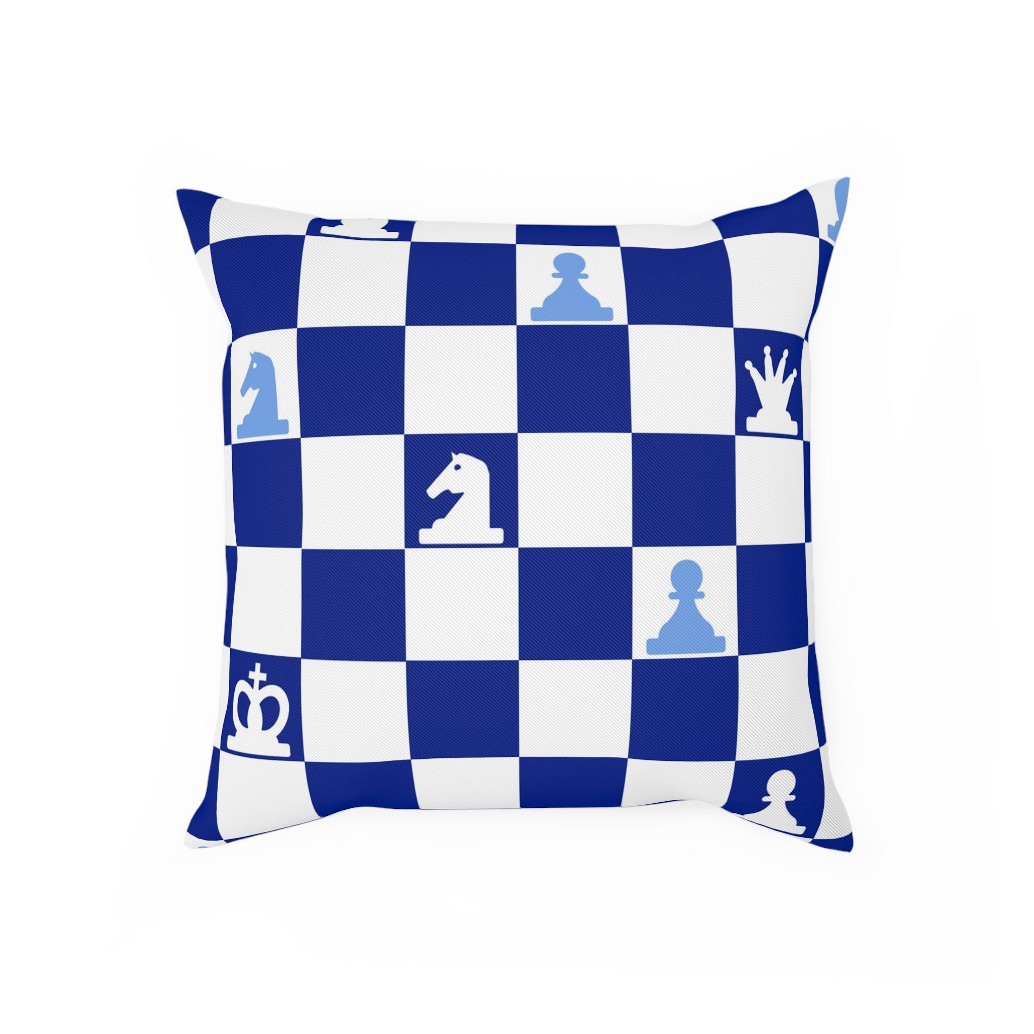 Chessboard Navy Blue Cushion, Artsulli - Art is Long, Life is Short, Home Decor, Size, 15.7" × 15.7", , , , , 21127994376153325032