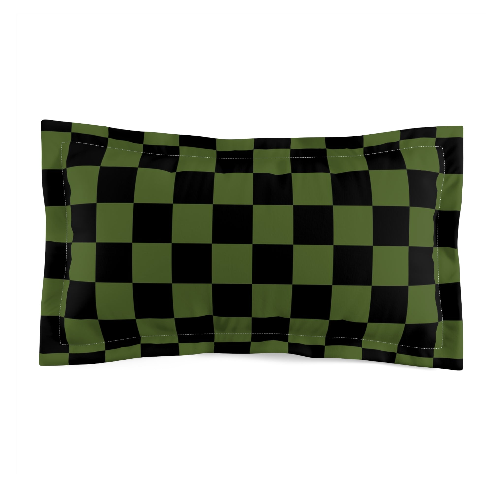 Checkerboard II Olive Green and Black Microfiber Pillow Sham, Artsulli - Art is Long, Life is Short, Home Decor, Size, King, , , , , 56655092782833853932